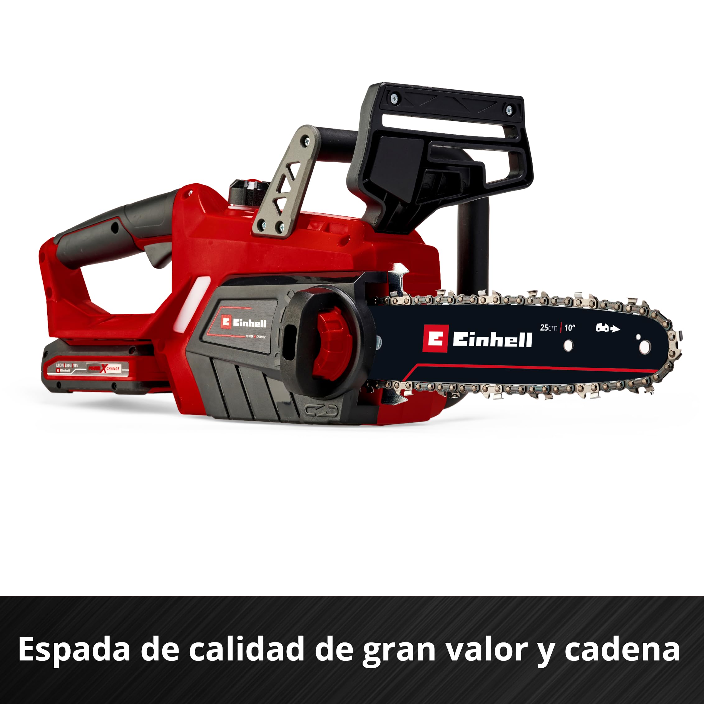 Einhell Motosierra con batería GE-LC 18/25-1 Li Kit Power X-Change (18 V, 23 cm de longitud de corte, 4,5 m/s velocidad de cadena, lubricación de cadena automática, incl. 1x 3,0 Ah + cargador)