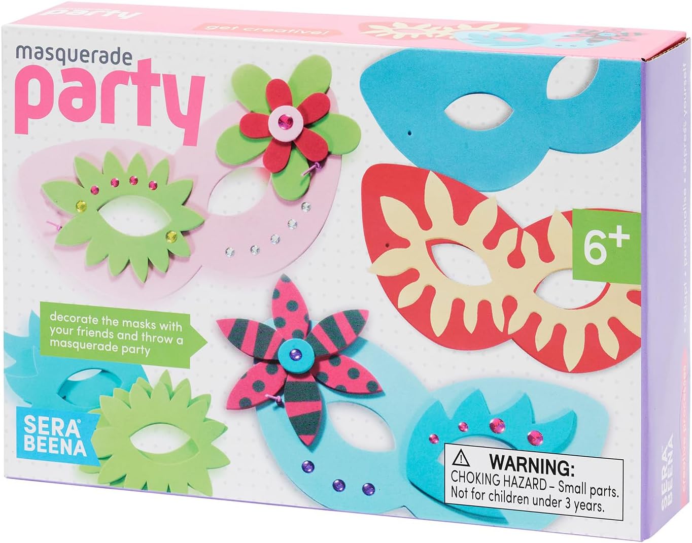 Serabeena Masquerade Mask for Kids - Masquerade Mask Kit for Girls - DIY Masks to Decorate for Kids - Girls Masquerade Masks with Decorations - Colorful Craft Masks - 6 Masks to Decorate - Ages 4-7