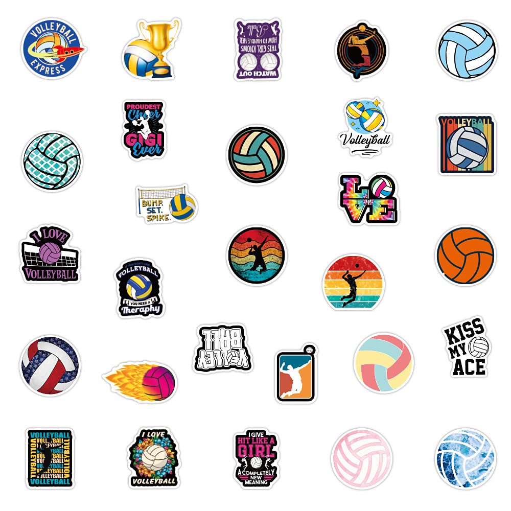 100 Adesivi Pallavolo In Vinile - Per Laptop, Auto, Skateboard - Design Sportivo - Impermeabili - Foto 9