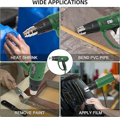 Miniatura 6 de Prostormer Pistola de calor de 2000 W, pistola de aire caliente de 140 F a 1022 F (140.0 F-1,022.0 F) Control de temperatura variable para 3 ajustes