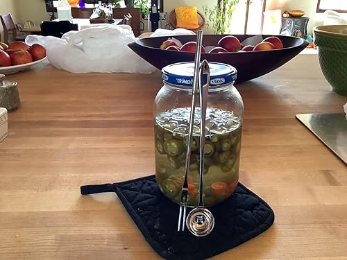 Miniatura 10 de Juego de cuchara de oliva y tenedor de pepinillo de mango largo, cuchara de servir y tenedor, recogedor de alimentos de acero inoxidable para