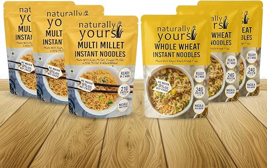 Naturally Yours Instant Noodles Combo | Khapli Whole Wheat &amp; Multi Millet Variety Pack | Maida Free, High Protein &amp; Fiber...