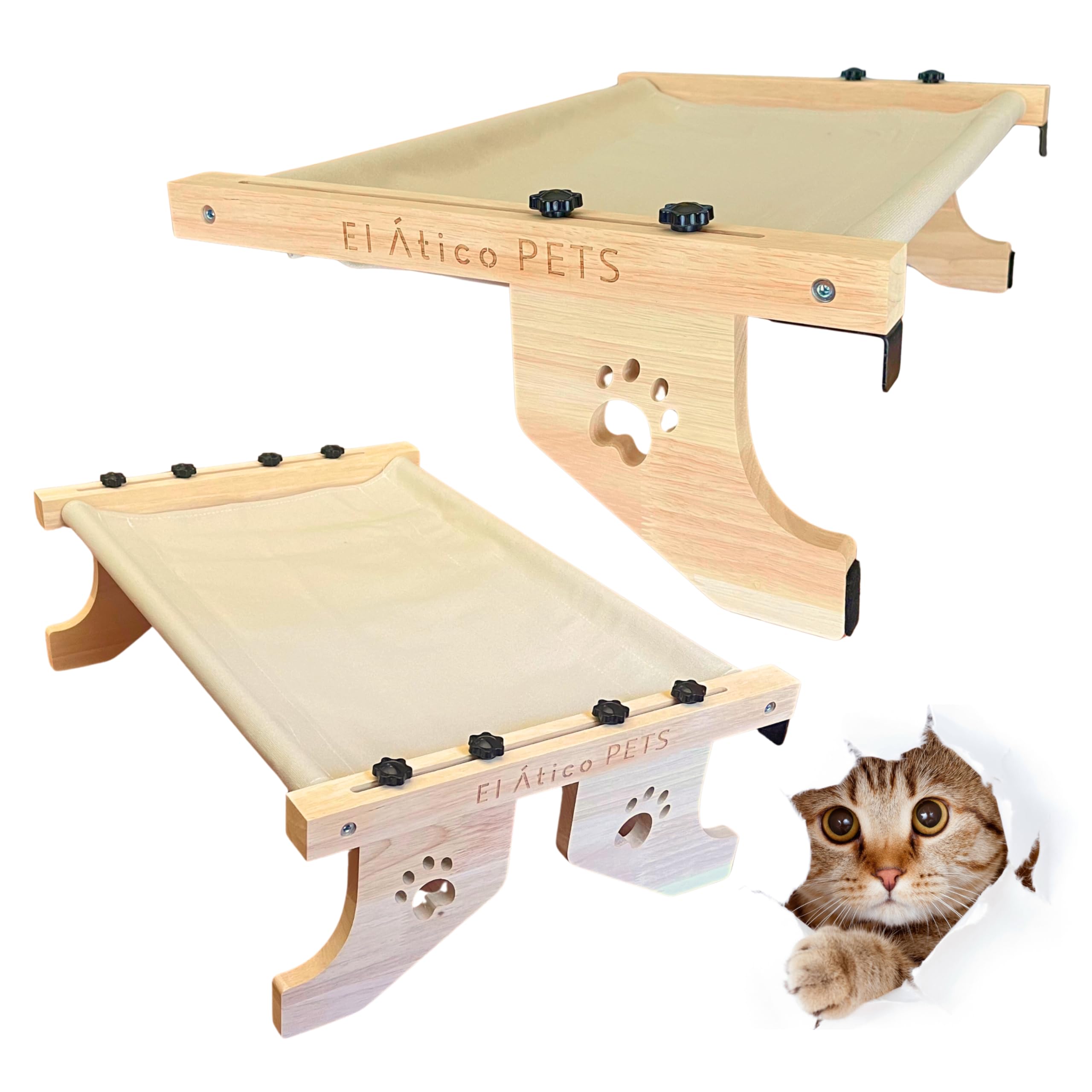 EL ÁTICO PETS Hamaca Gato Ventana. Uso Colgante a 2 Patas o en Suelo con 4 Patas. Cama Gato Radiador. Hamaca Ventana Gato. Cama para Gatos Grande. Cat Bed. Camita para Gatos (Gris)