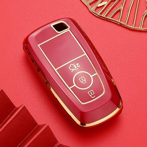 Miniatura 3 de HIBEYO Funda para llavero de automóvil de TPU con llavero para Ford Edge Explorer Fusion Mustang Ecosport F150 Fiesta Escord Focus Funda para llave