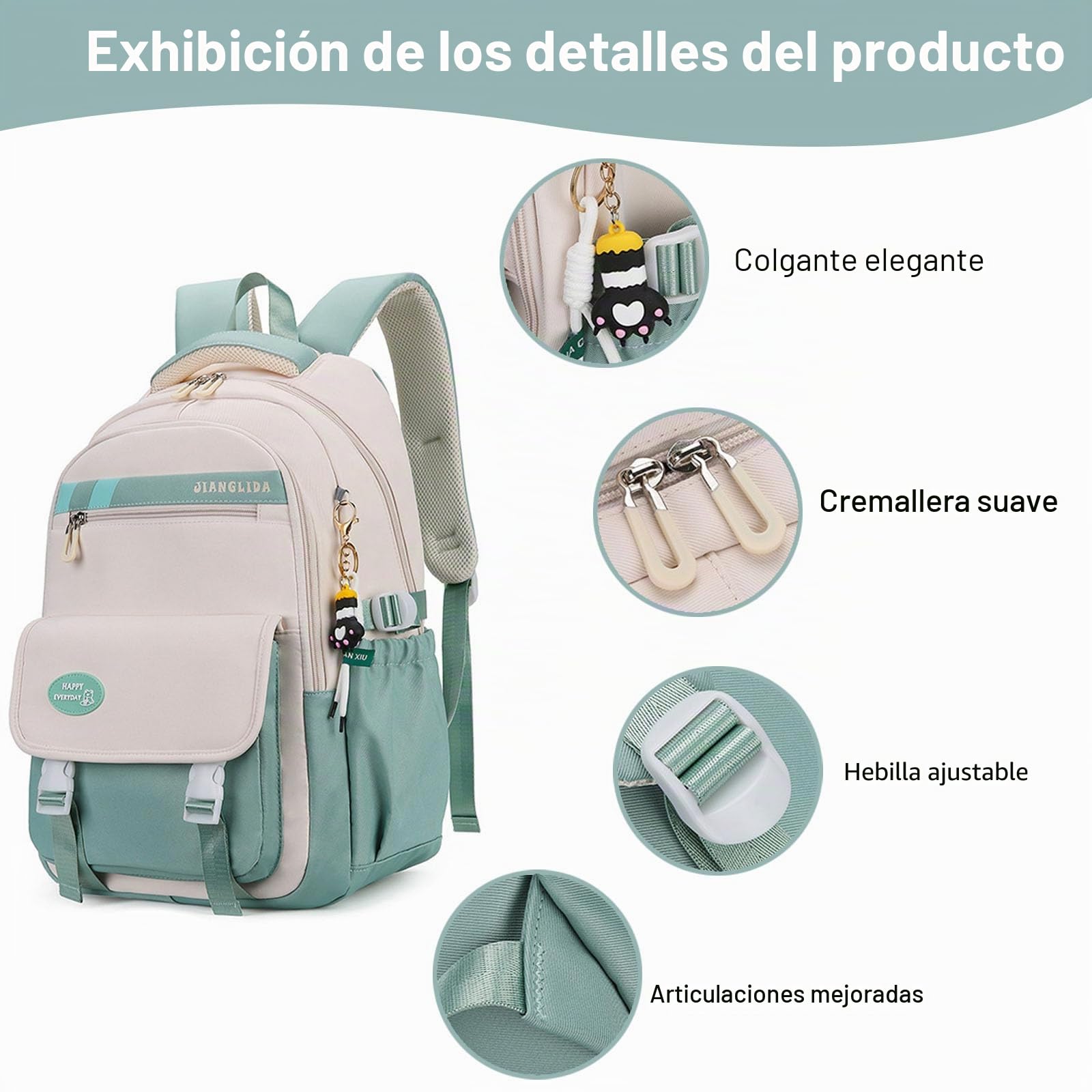 FANDARE Bolsas escolares Mochilas Tipo Casual Mochilas infantiles estudiantes de primaria de secundaria y preparatoria Universidad Bolsos mochila Bandolera Viaje Bolsa de hombro Mochila Amarillo verde