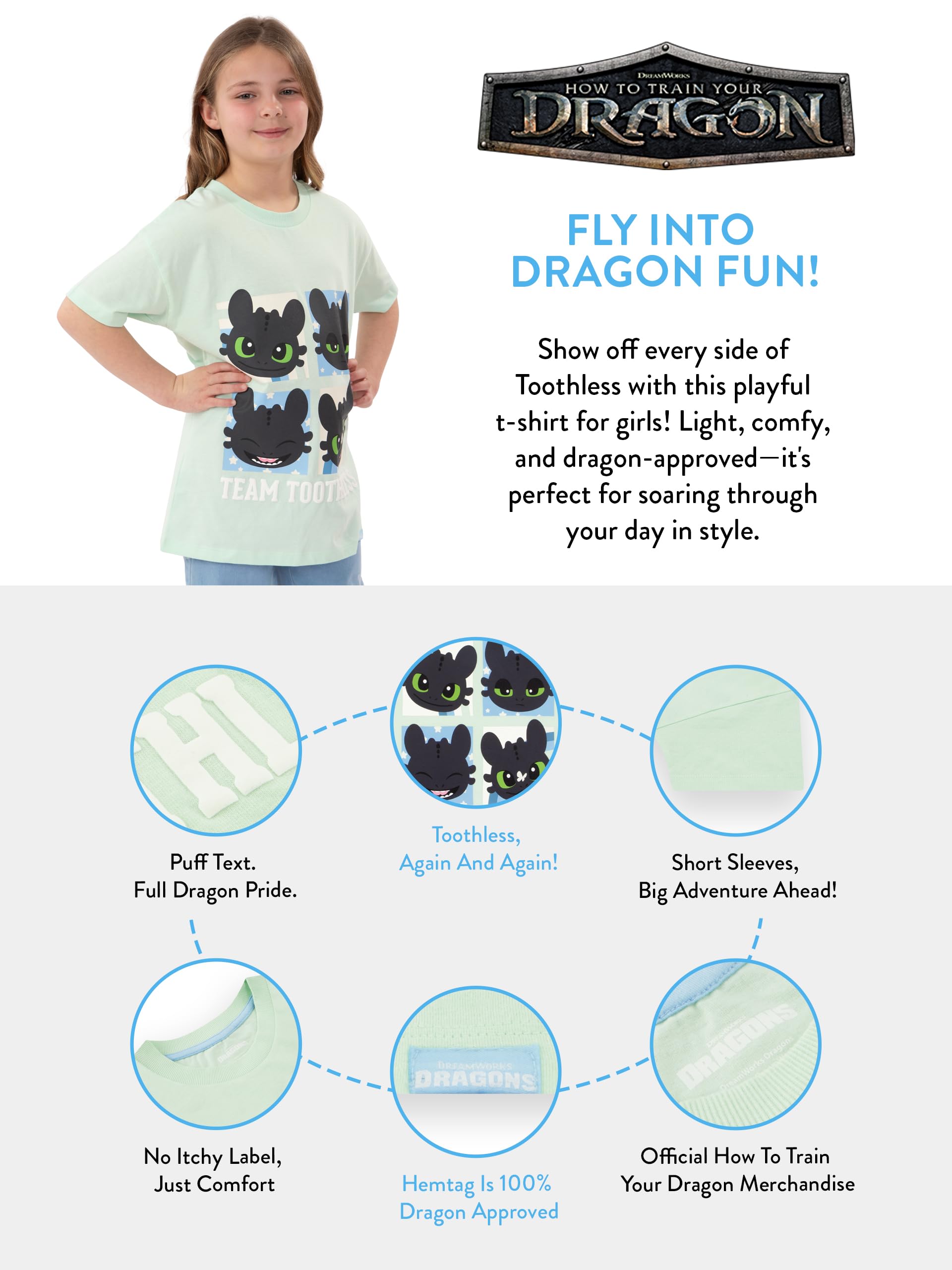 How To Train Your Dragon Camiseta Niña, Camiseta Manga Corta Niña Toothless, Ropa De Niños para Verano, Camisetas Niño De Algodón
