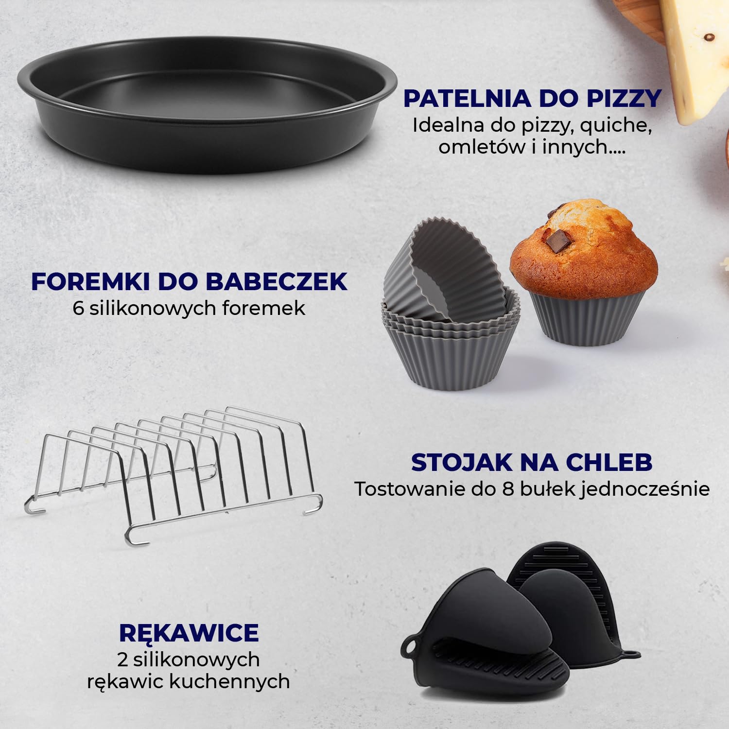 Frytkownica Akcesoria – 19-Teiliges – Nadaje się do frytownic XL i XXL, Philips, Cosori 5,5 l, Ninja, Cecotec, Tefal, Princess – Zawiera silikonową formę i e-książkę z przepisami