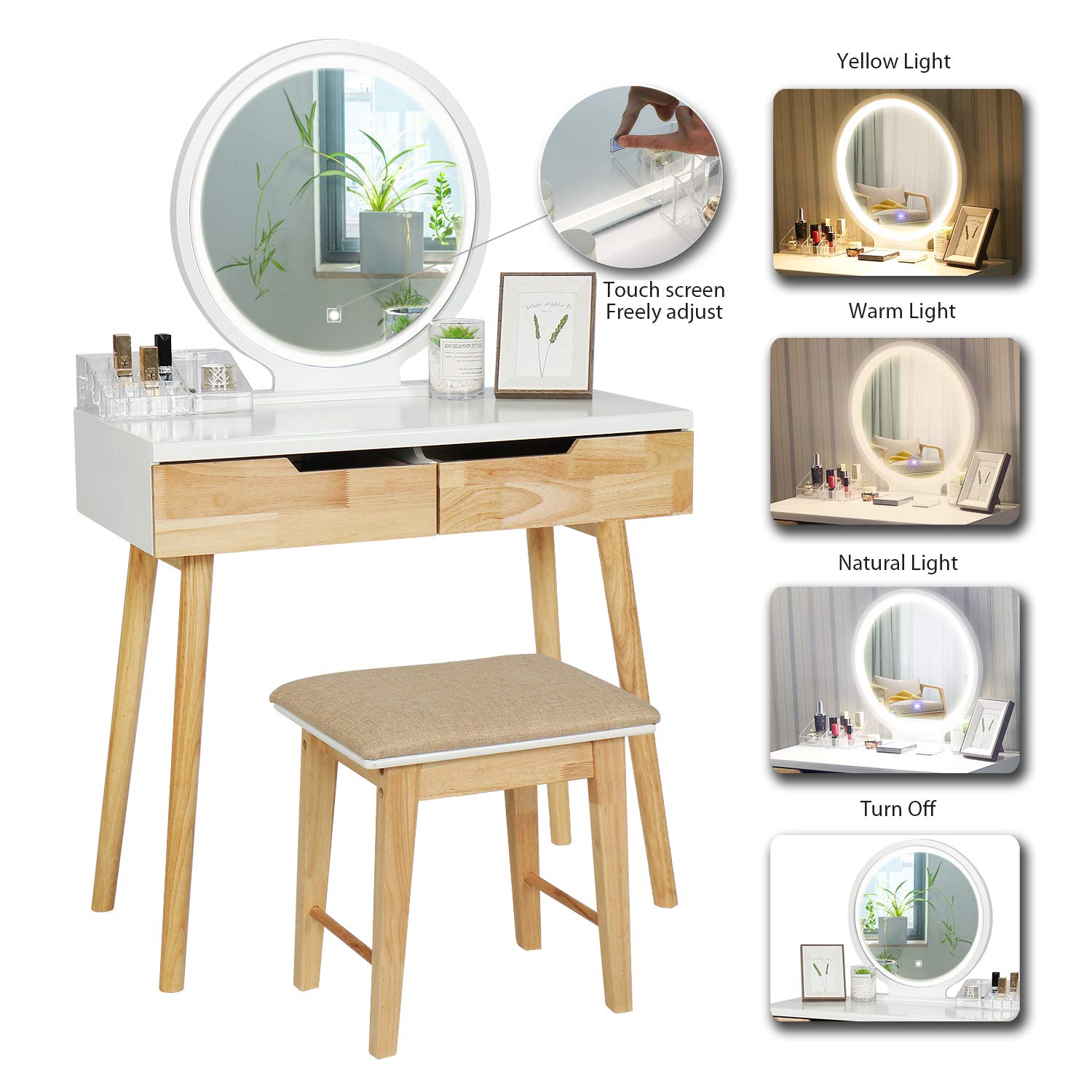 YOURLITE Dressing Table with Light Vanity Table Set with Touch Screen
