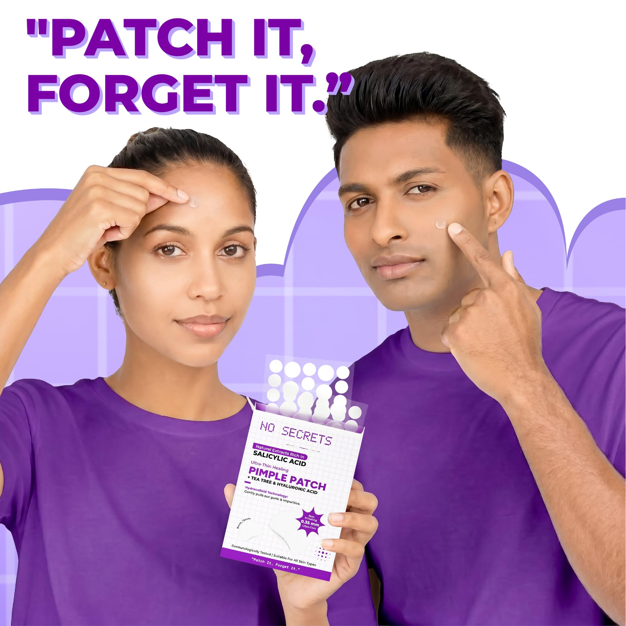 Ultra-Thin Hydrocolloid Pimple Patches β 72 Dots | with 2% Salicylic Acid, Tea Tree & Hyaluronic Acid | Waterproof Acne Spot Cover | Absorbs Pimple Overnight & Reduces Excess Oil | Suitable for All Skin Types 3