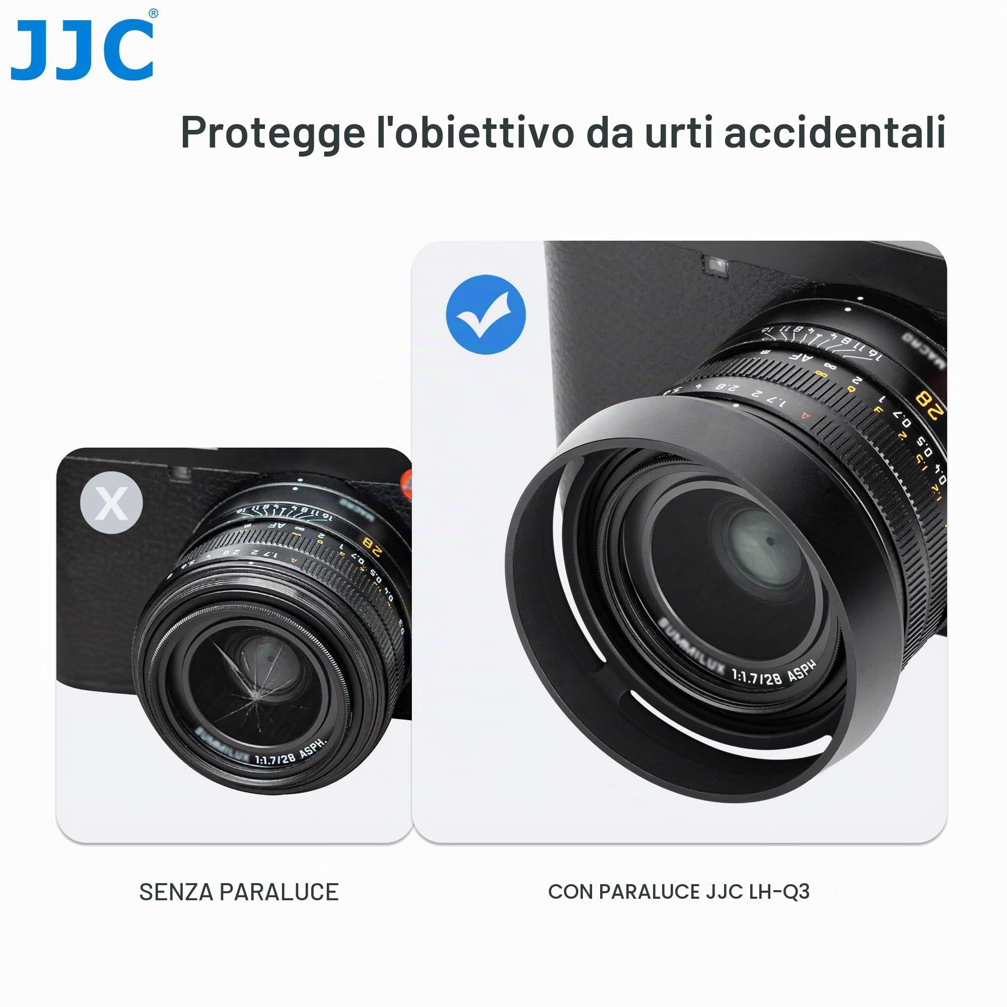 JJC Paraluce Rotondo In Alluminio Per Leica Q3/Q2/Q – Kit Con Copriobiettivo, Sostituzione Del Paraluce Originale