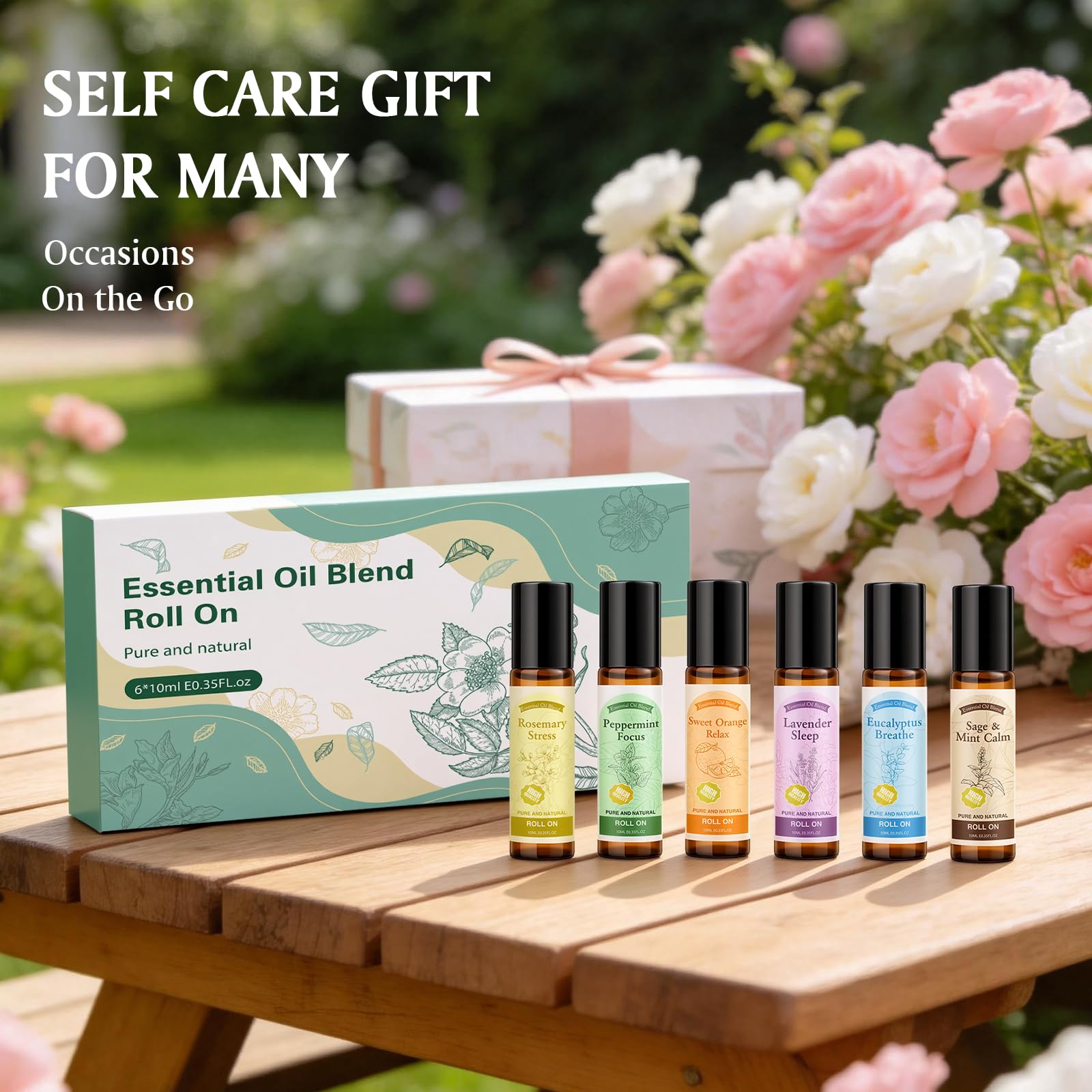 Zestaw olejków eterycznych w rolce – 6 x 10 ml, aromaterapia, naturalny pomysł na prezent dla samoopieki, dla matki i żony, prezent wellness dla kobiet, na Walentynki, urodziny, Boże Narodzenie, Dzień