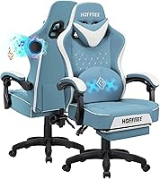 Vista 10 de HOFFREE Silla Gaming Silla de Computadora con Altavoces Sillas de Juegos de Masaje con Reposapiés Bluetooth Respaldo Alto Ergonómicas Sillas Gaming