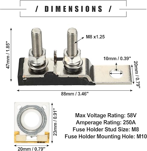 Miniatura 5 de Motoforti Kit de bloque de fusibles de terminal MRBF de 250 A, doble voltaje máximo de 58 V para automóvil, barco marino, RV, plástico, negro, 1