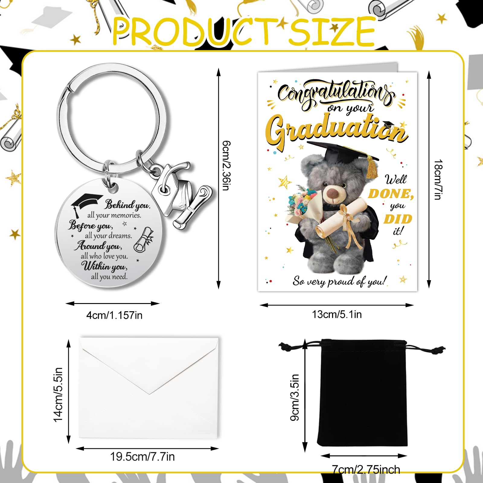 HOWAF Congratulations On Your Graduation Card, Bear Congratulations Card with Keyring, Graduation Gifts for Her Him, Daughter - Image 2