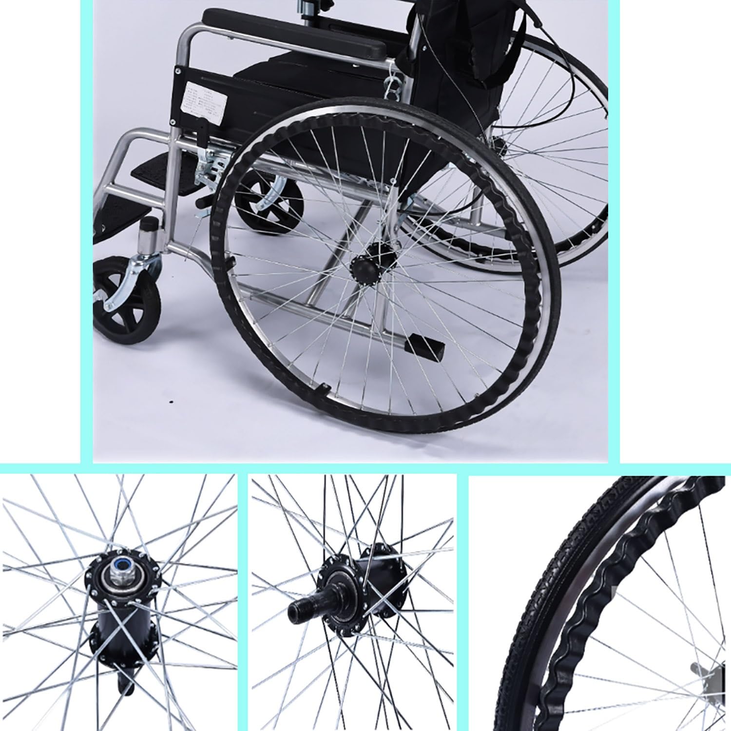 Hinterräder für Rollstuhl, 24 Zoll Verschleißfester Nicht-pneumatisch Solide Räder, Ersatzrad für Gehhilfen, Ersatz Reifen Zubehör für Rollstühle(Gray,22in-1PCS)