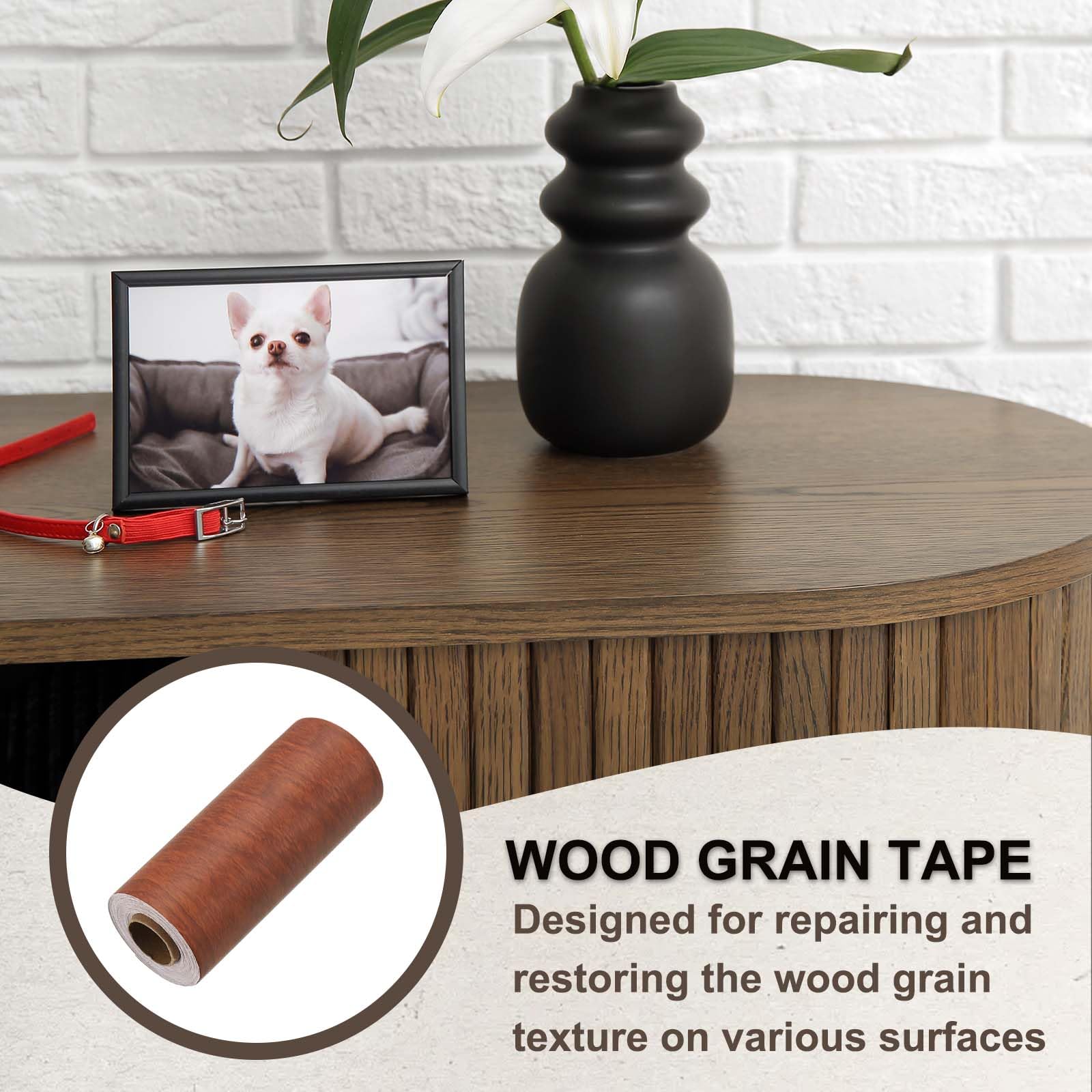 PATIKIL Cinta De Madera 12cm x 10m, Cinta Autoadhesiva De Textura De Madera Parche De Efecto De Madera Realista Para Muebles Gabinetes Pisos Paredes, Marrón Rojizo