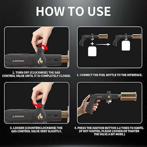 Miniatura 3 de Potente antorcha de propano, regalos para rellenar calcetines para hombres papá, soplete culinario de cocina para sellar filetes, encendedor de