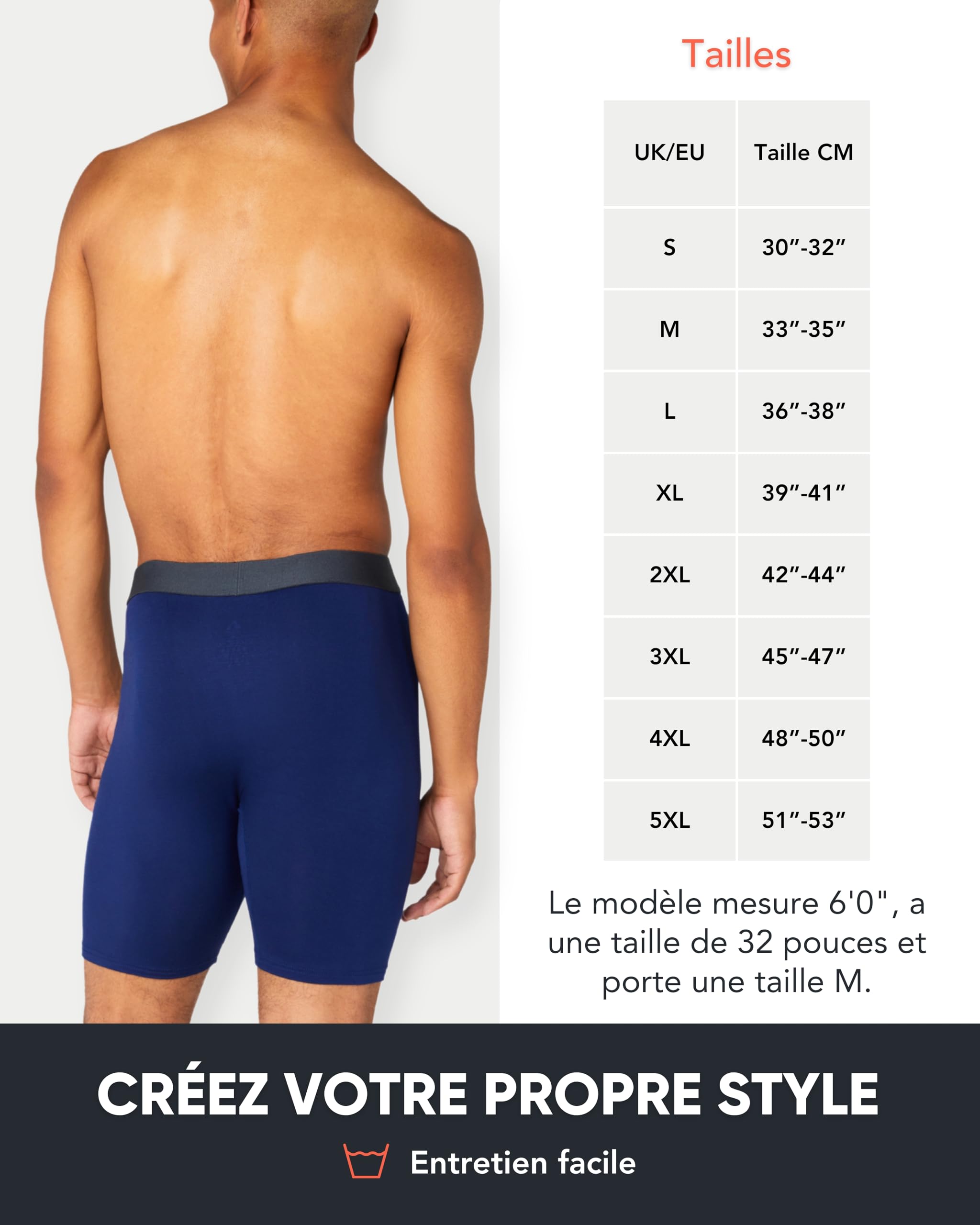 FM London Boxer en Bambou pour Homme, Boxer Long pour Homme en Bambou Ultra Doux, Antifrottements et Évacuant la Transpiration, avec Ouverture, Lot de 4