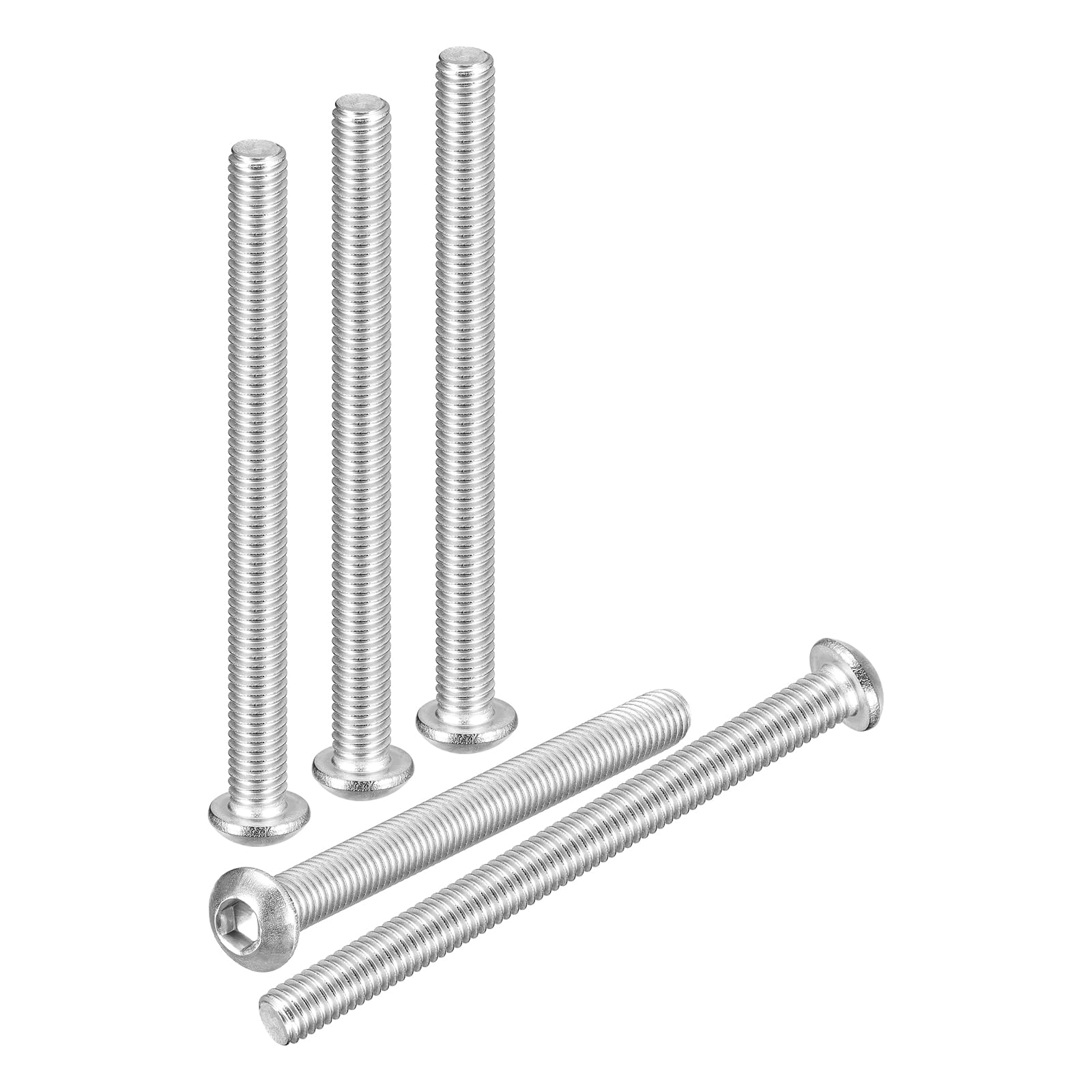 DTGN M6-1x70mm Button Head Socket Cap Screws - 5Pack - Good for Road Bicycle, Mountain Bike, Auto, Motorcycle - 304 Stainless Steel Whitewashed - Hex Socket Drive Fasteners — image 1
