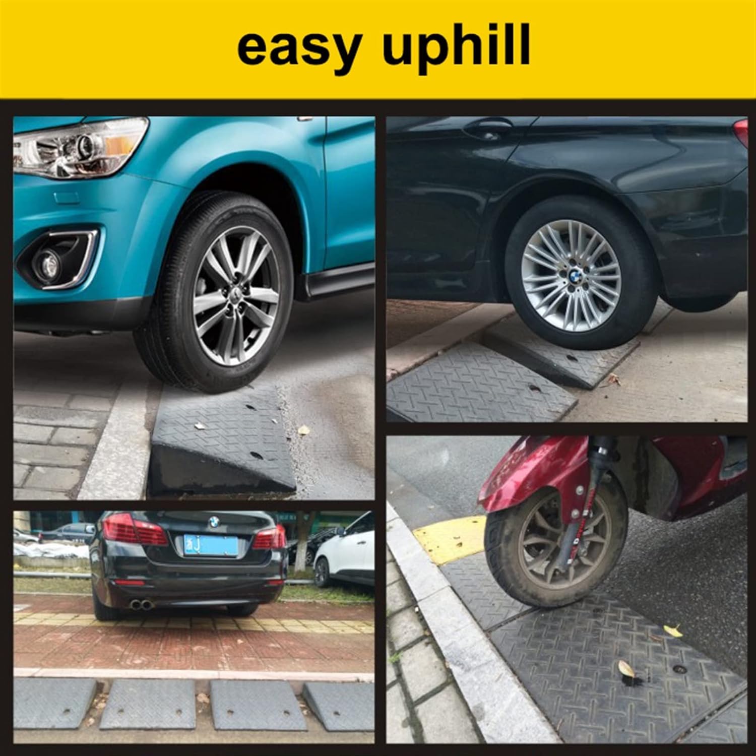 Portable Lightweight Curb Ramp Driveway,Kerb Ramps,Resistant and Convenient,for Driveway Sidewalk Wheelchair Car Truck Motorcycle (Color : 1pcs, Battery *1 : 50 * 25 * 11cm)