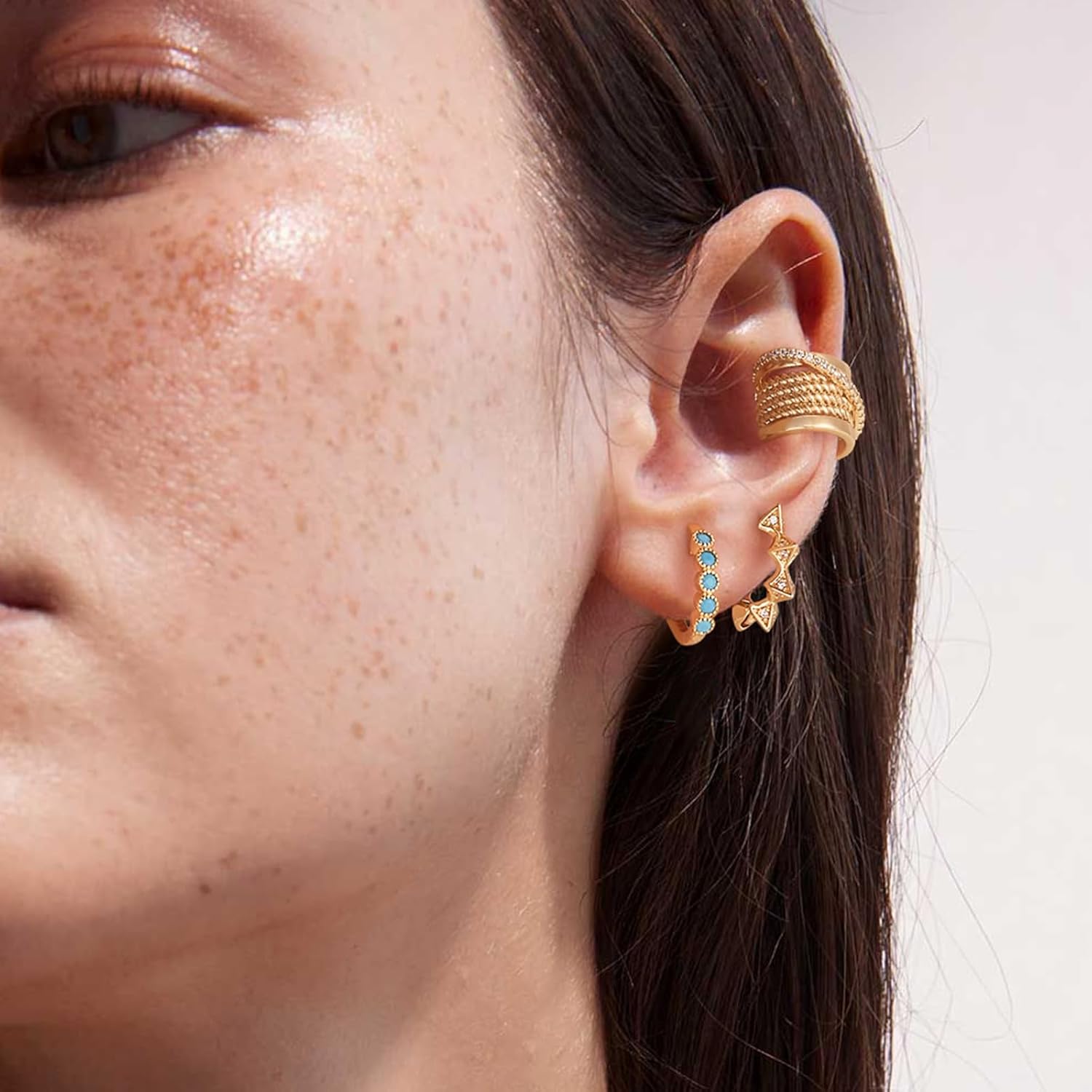 Ear Cuff Earrings for Women Non Piercing Clip On Chunky Earrings Cartilage Wrap Ear Cuffs 14k Gold Plated Cubic Zirconia Hypoallergenic Jewelry Gifts, Single - Image 4