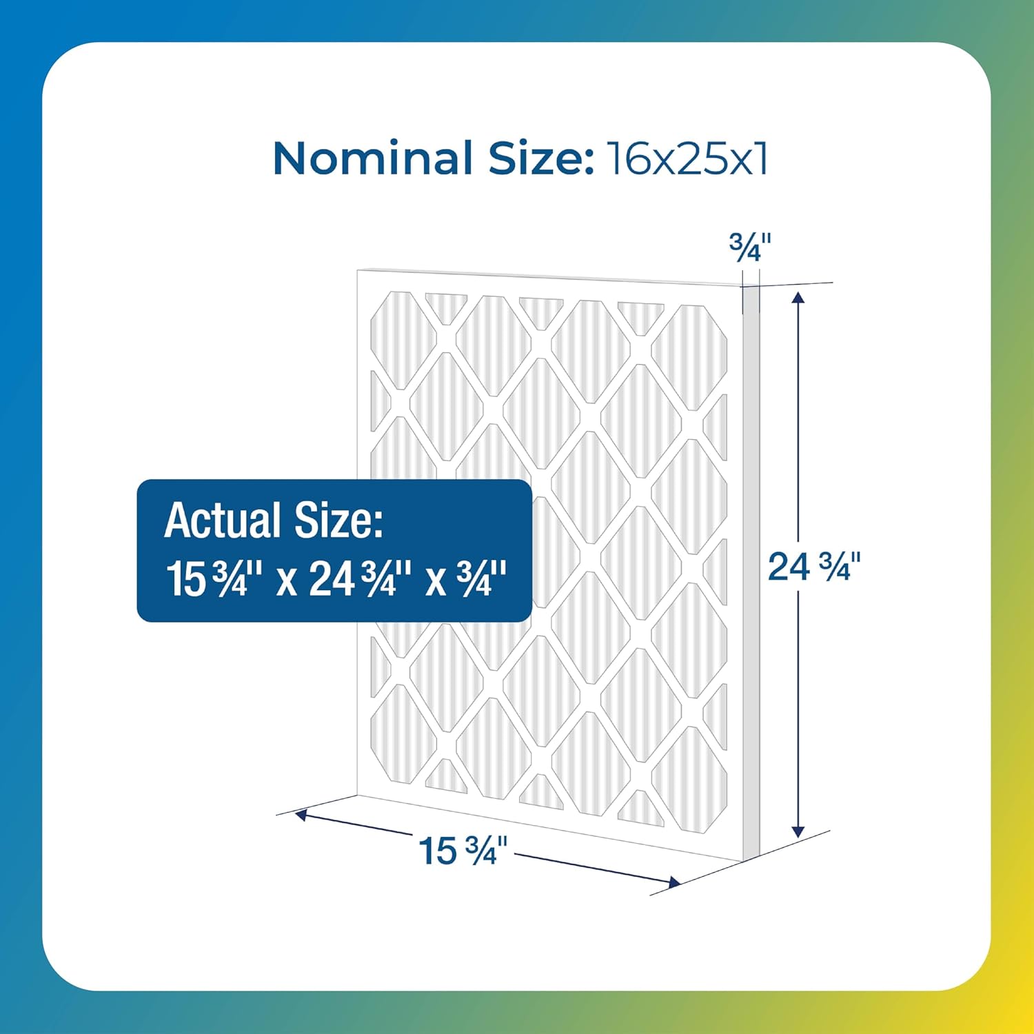 NaturalAire MERV 13 16X25X1 HVAC Furnace Pleated Air Filter 95043.011625, 4 Pack MERV 13, Advanced Allergen and Airborne Particle Filtration for Cleaner Indoor Air, 90-Day Use