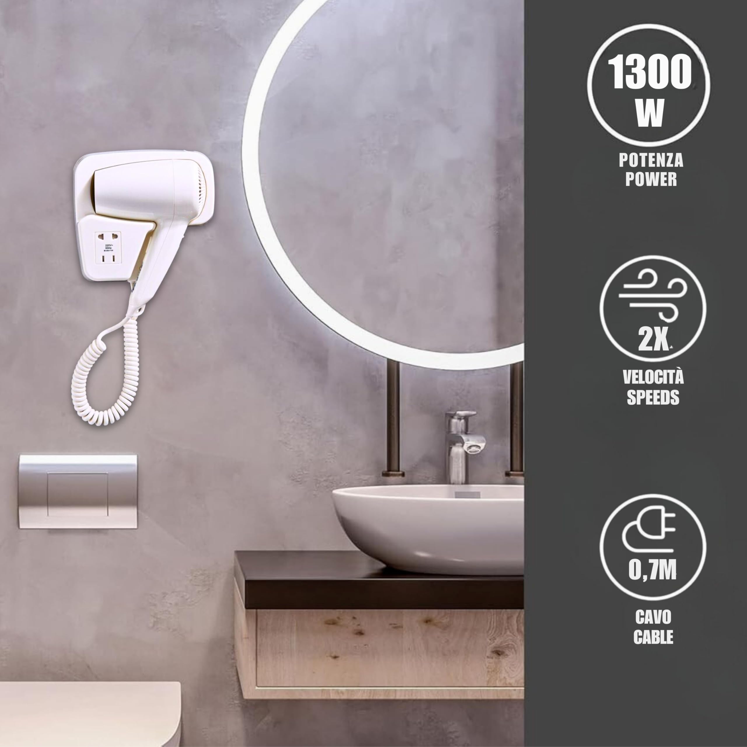 WAYASI Supporto Phon Da Parete, Lo Stent Asciugacapelli È Adatto Per Gli Accessori Styler