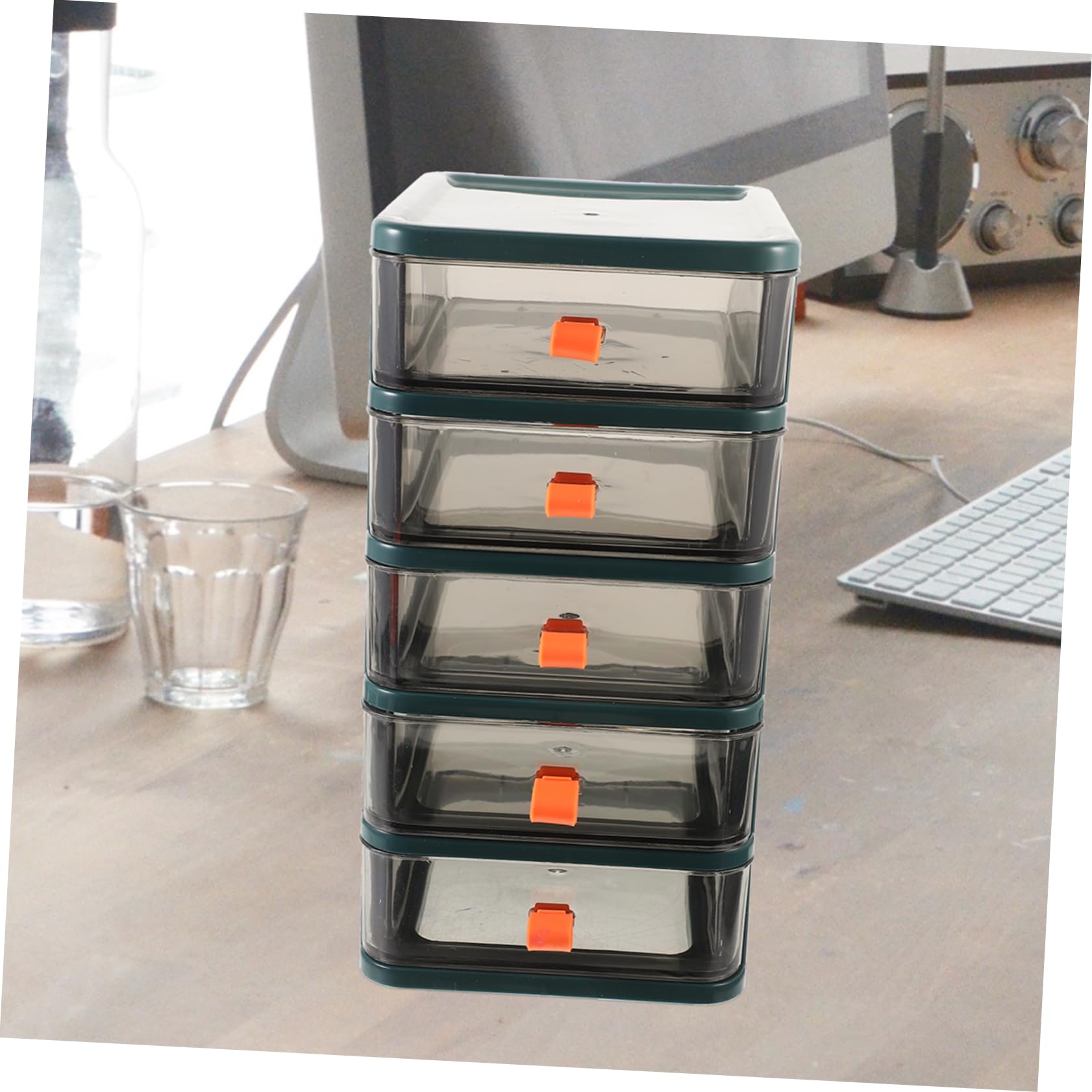 Caja Organizadora De Plásticos Verde Para Escritorio Almacenamiento Multiusos Para Oficina Papelería y Cosméticos Resistente y Estable Con Gran Capacidad