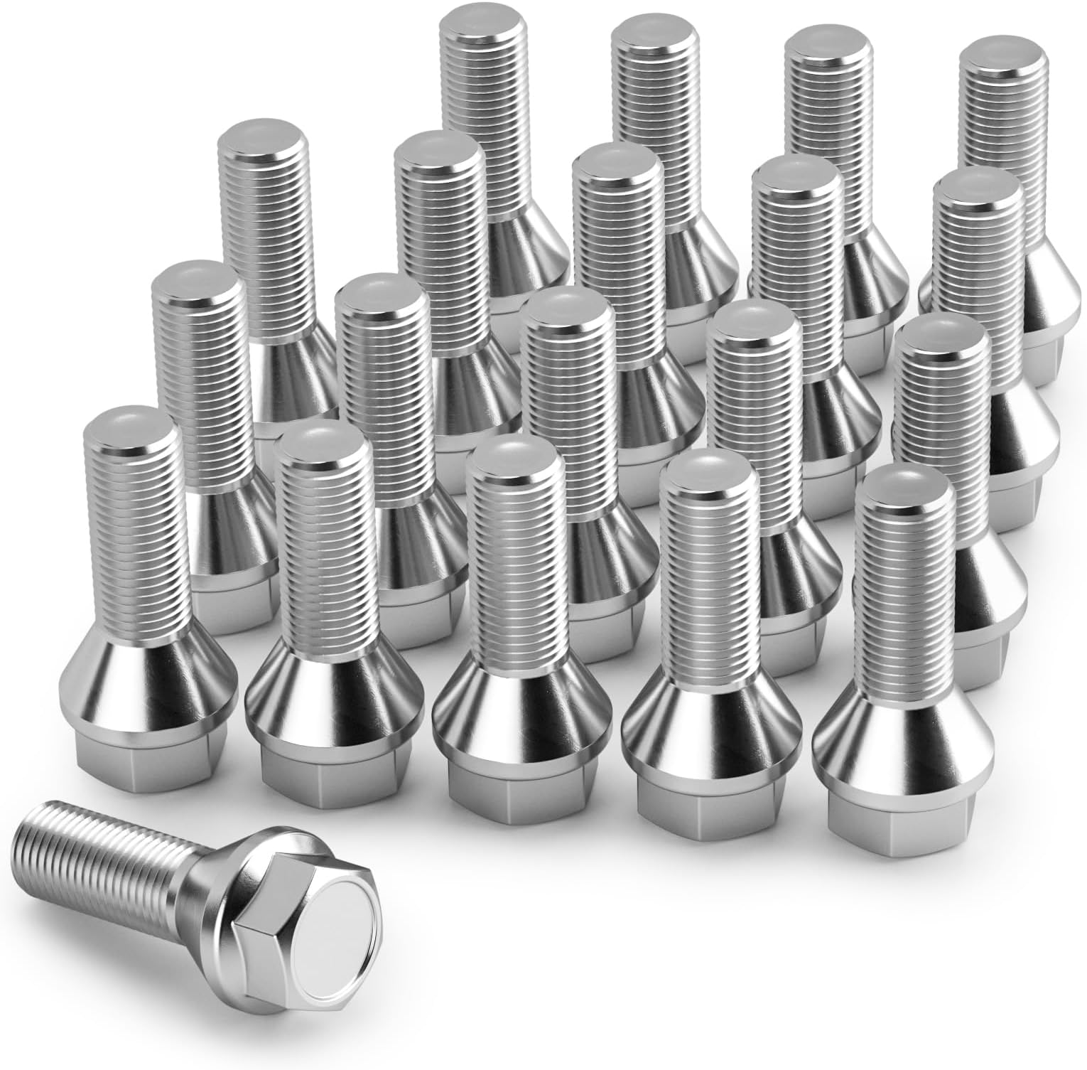 KSP M12X1.25 Wheel Studs Lug Nuts, Pack 20 pcs Shank Length 28mm Conical Seat 60 Degree Lug Bolts for Wheel Spacers