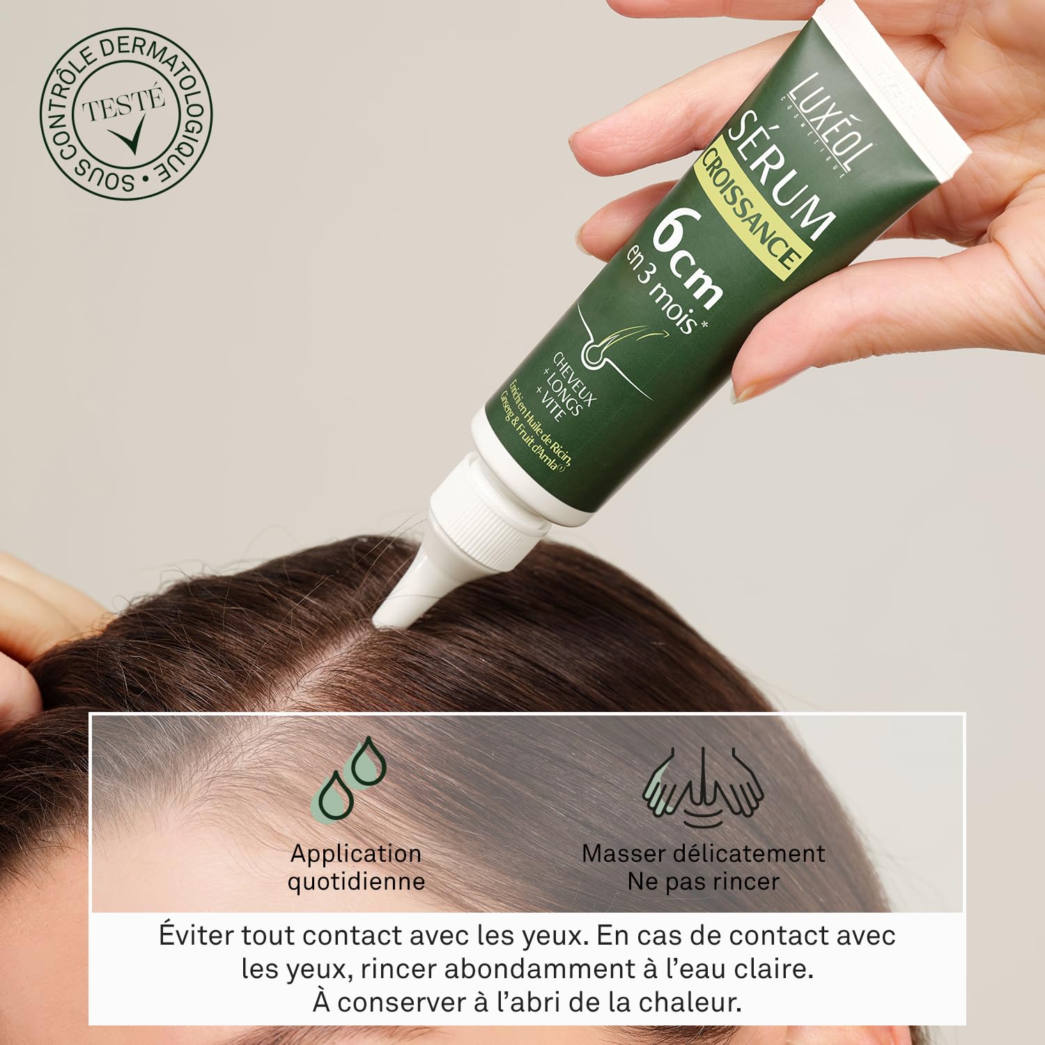 Luxeol - Sérum Capillaire Croissance - Pousse de 6cm en 3 Mois* - Des Cheveux Plus Longs Plus Vite - Cliniquement Prouvé - Formule d'Origine Naturelle - Huile de Ricin, Amla & Ginseng(3) - 50 ml