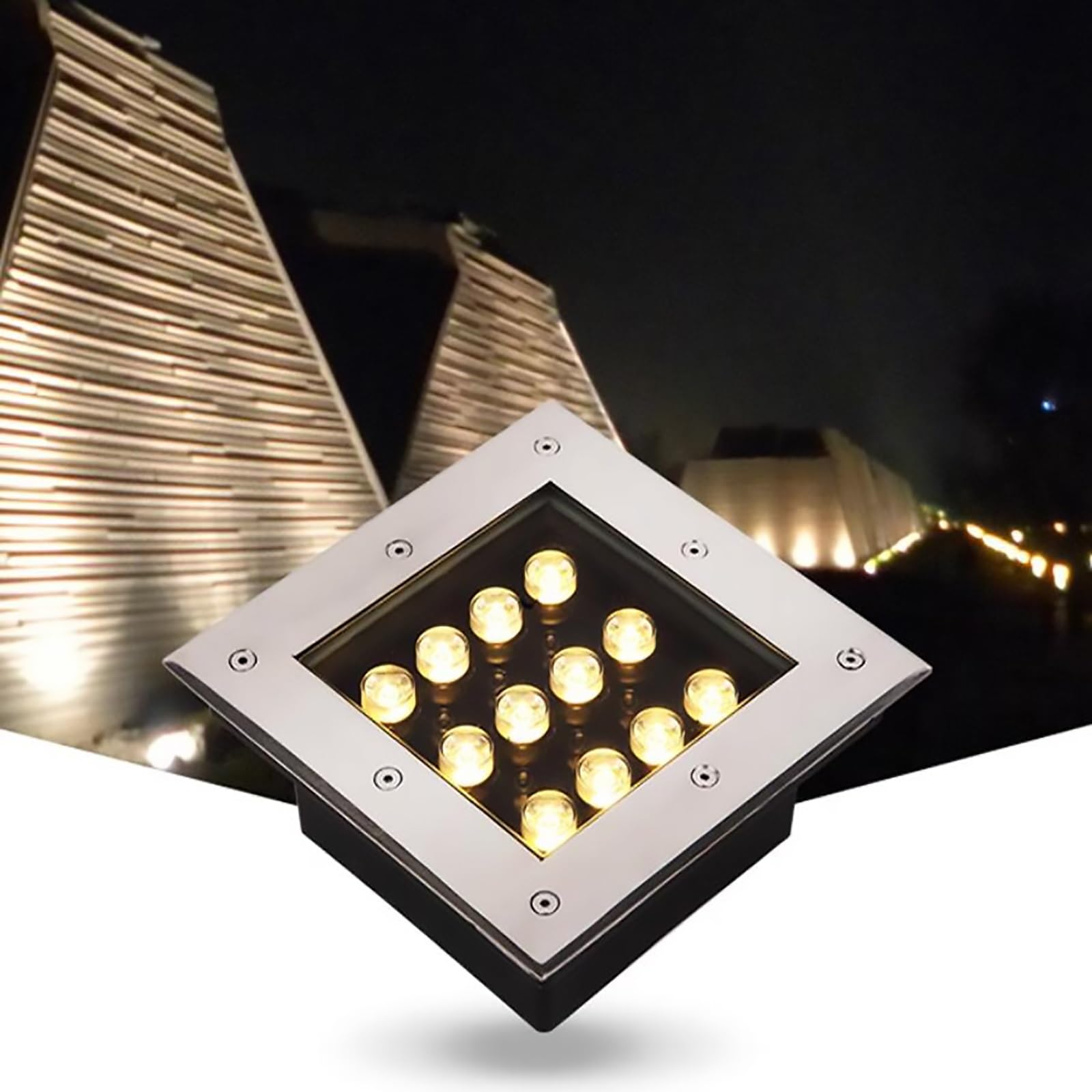 Oświetlenie ogrodowe LED – zewnętrzne lampy wpuszczane w ziemię,reflektor z hartowanego szkła AC 220 V,wodoodporna lampa gruntowa z jednoczęściową soczewką optyczną IP66,lampa podłogowa do ogrodu,