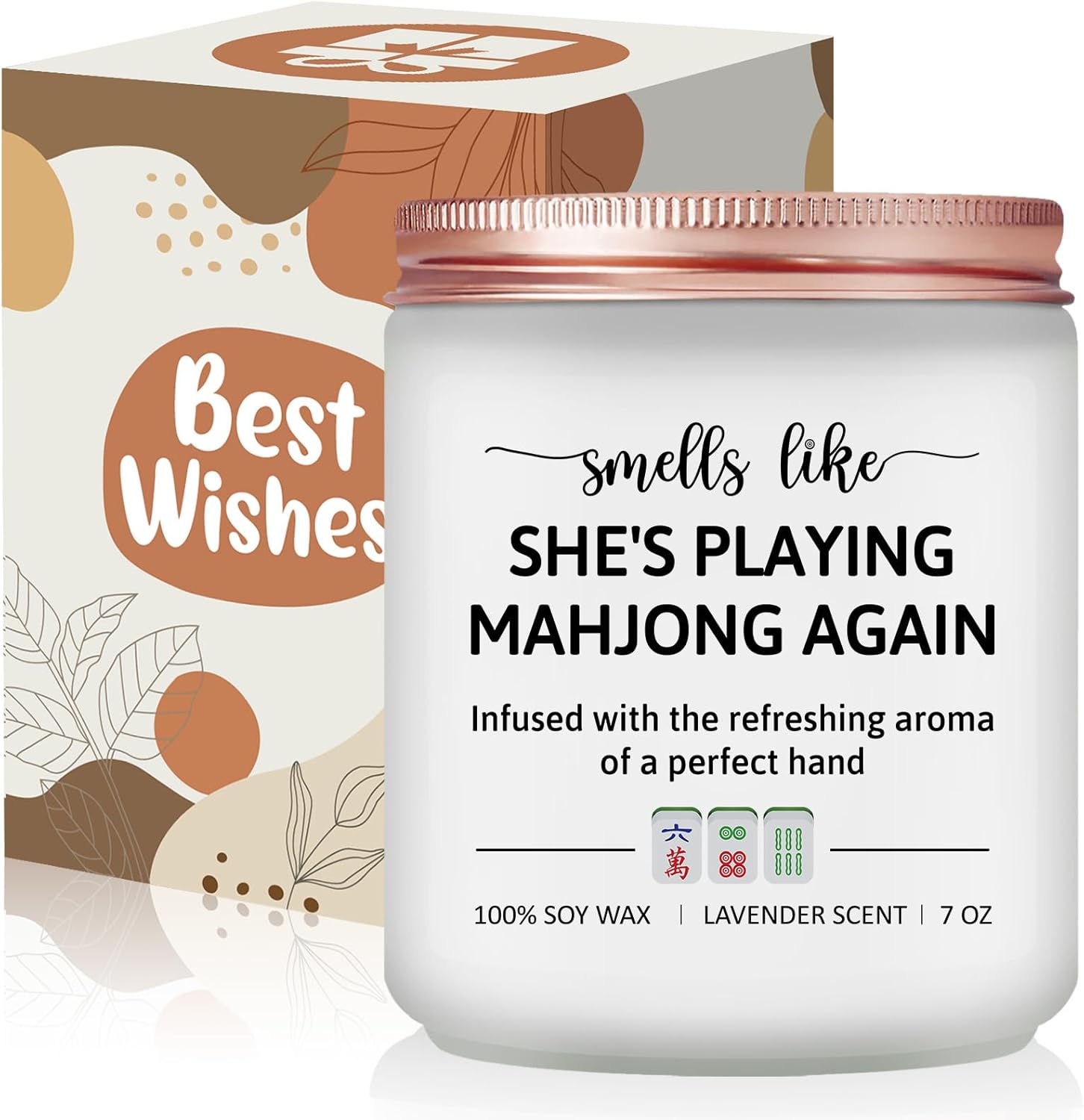 Risnoae Mahjong Themed Gifts for Women - Mah Jong Accessories & Ornament - Ideas Gifts for Mahjongg Players & Lovers - Mah Jongg Party Christmas Gift for Friends - Lavender Scented Candle