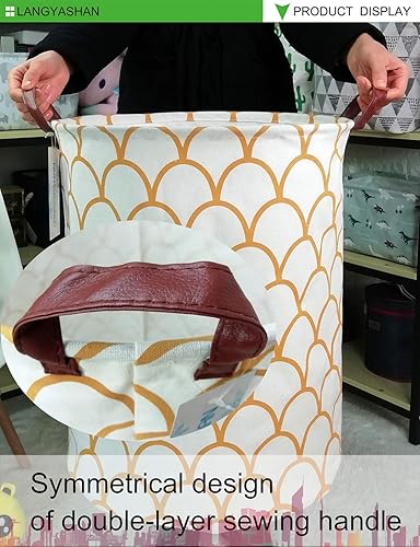 Miniatura 42 de LANGYASHAN Contenedor de almacenamiento, cesta organizadora plegable de tela de lona para ropa sucia, contenedores de juguetes, cestas de regalo, Un