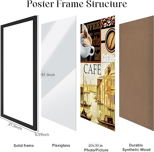 Miniatura 5 de Marco negro de 20 x 30 pulgadas, marco de fotos de 30 x 20 pulgadas, para colgar vertical horizontal, galería de pared grande de 20 x 30 pulgadas,