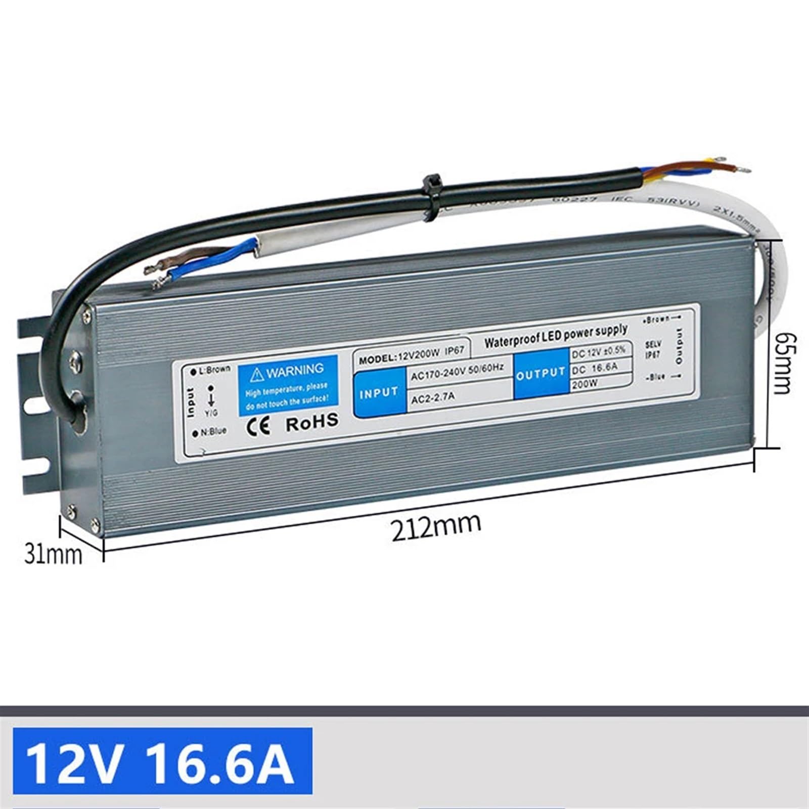 DC12V 60W 80W 100W 150W 200w Impermeabile IP67 Driver elettronico alimentatore esterno trasformatore for strisce led(12V 100W)