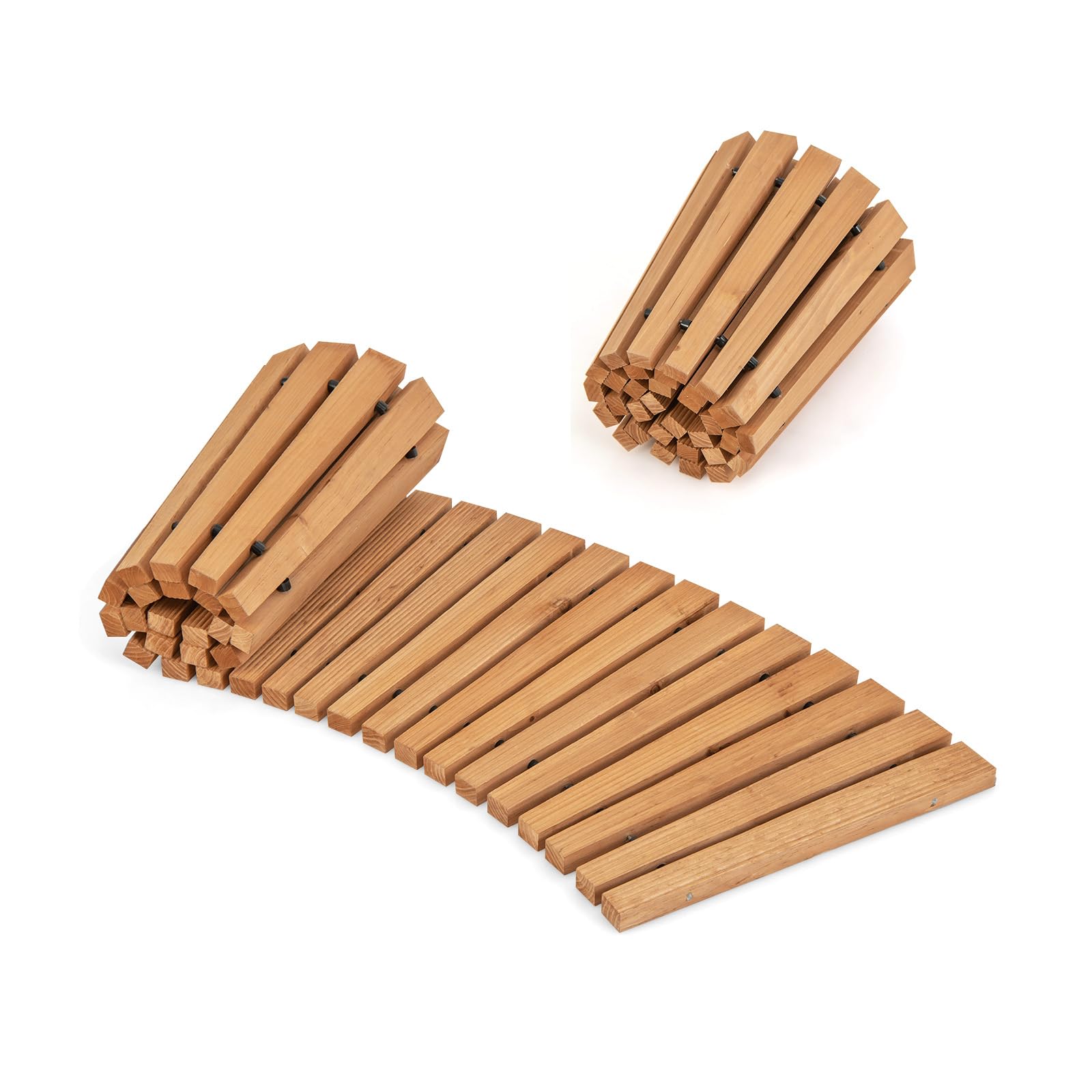 RELAX4LIFE Sentiero da Giardino in Legno, Passerella Curvo Antiscivolo 216x53 cm