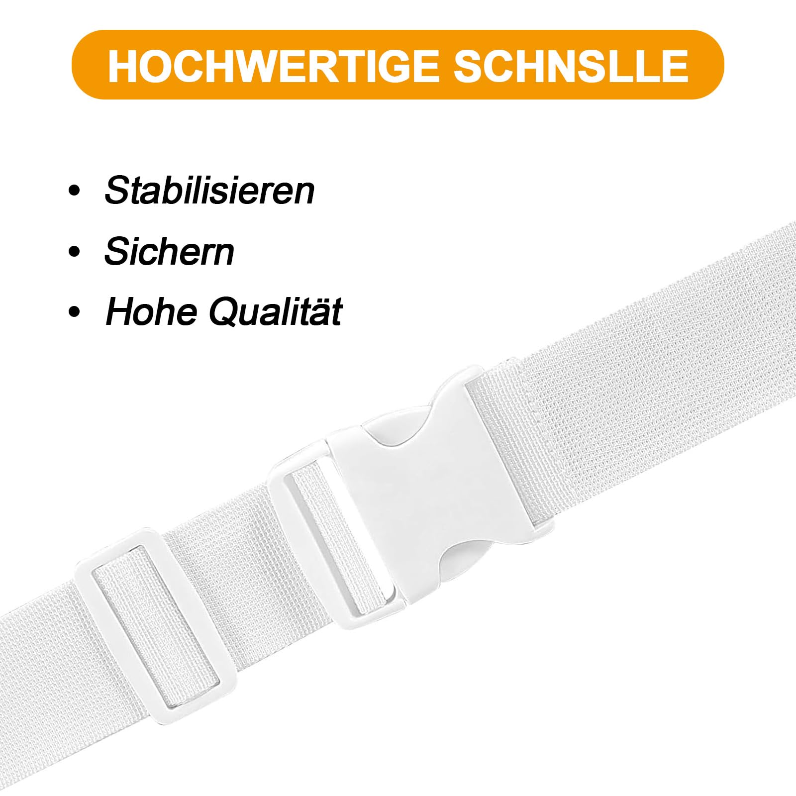 Uchwyt na materac, 10 m x 5 cm, łączący klin do materaca, złącze do materaca, uchwyt stopera, do łóżek podwójnych, złączek do materaca, biały