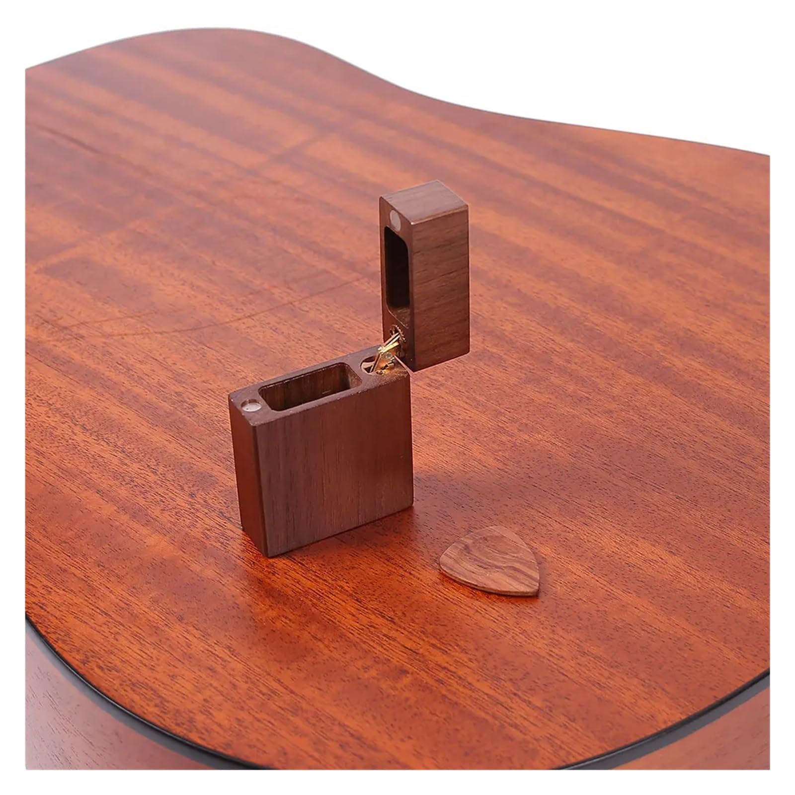 Caja De Púas De Guitarra De 5 Ranuras, Estuche De Almacenamiento Portátil | 5 ranuras, diseño compacto, protege púas, se adapta a púas de guitarra