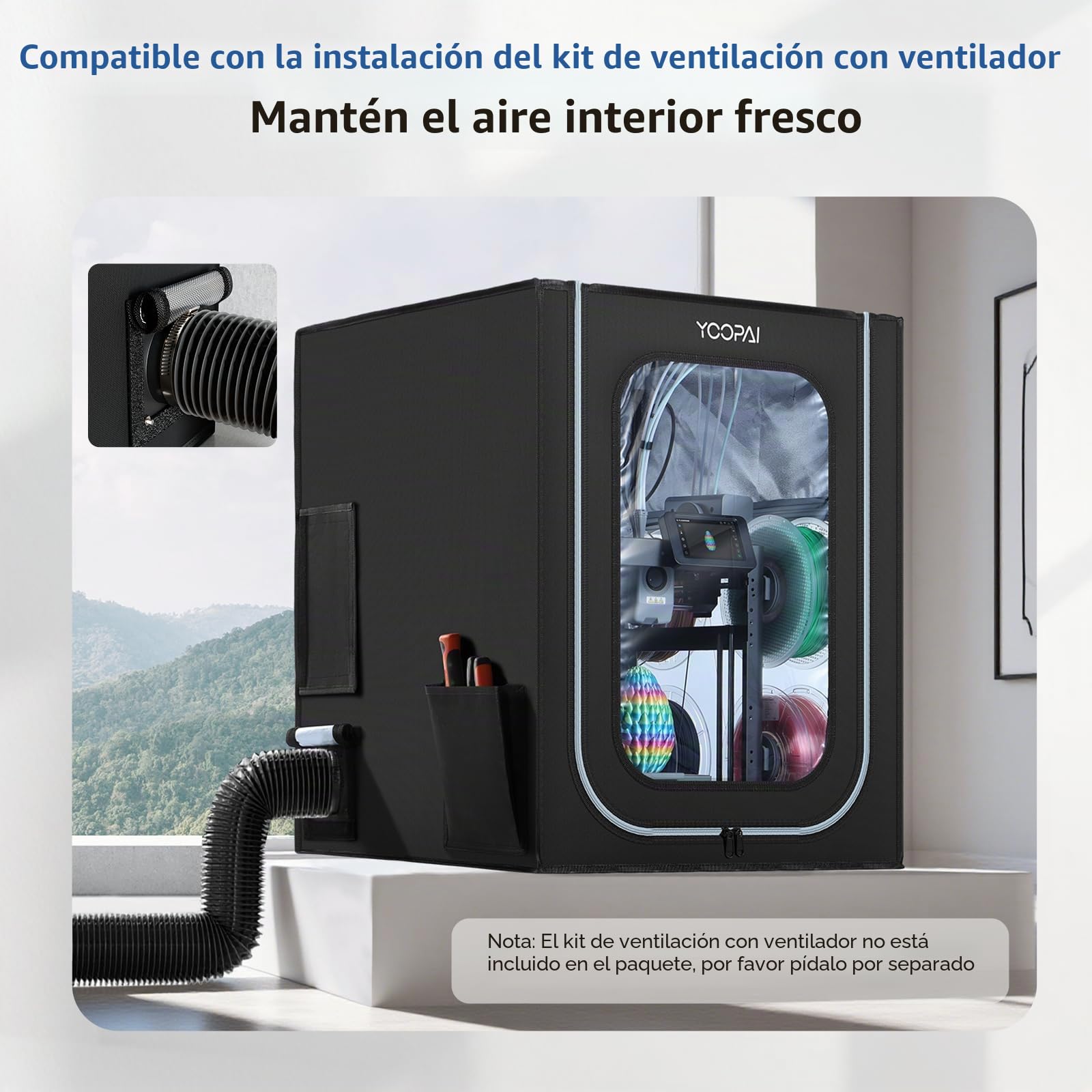 YOOPAI Cubierta para Impresora 3D con Luz LED para AD5X / AD5M, Caja Antipolvo de Temperatura Constante, Ignífuga y Aislante de Ruido
