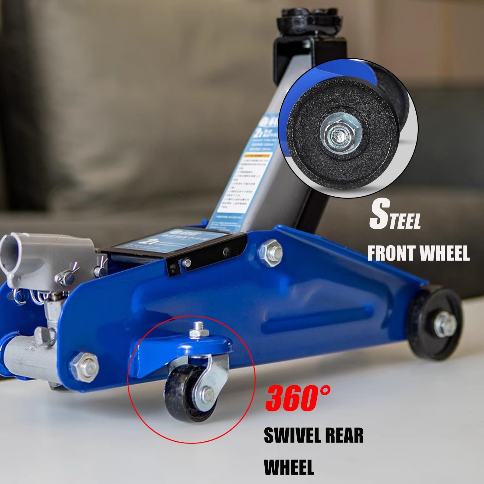 Cric Idraulico A Carrello A Basso Profilo Cric Portatile for Auto in Acciaio da 3 Tonnellate con Ruote Posteriori Girevoli E Comoda Maniglia for Custodia for Camion for Manutenzione
