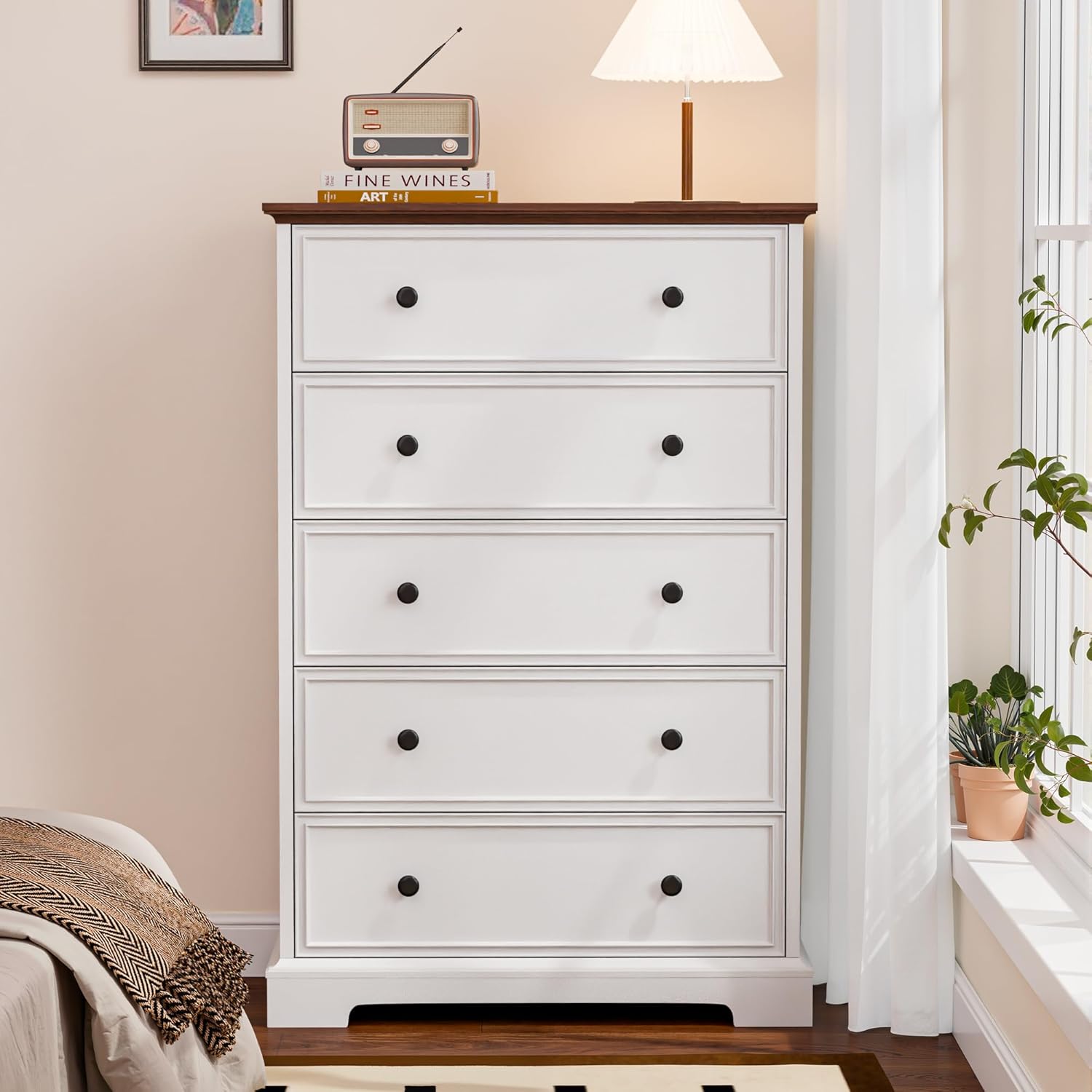 Zamildon's White Dresser Bedroom with Handle 47" Tall Dressers for Bedroom, Hallway or Entryway with Anti-Tip Device - Image 8