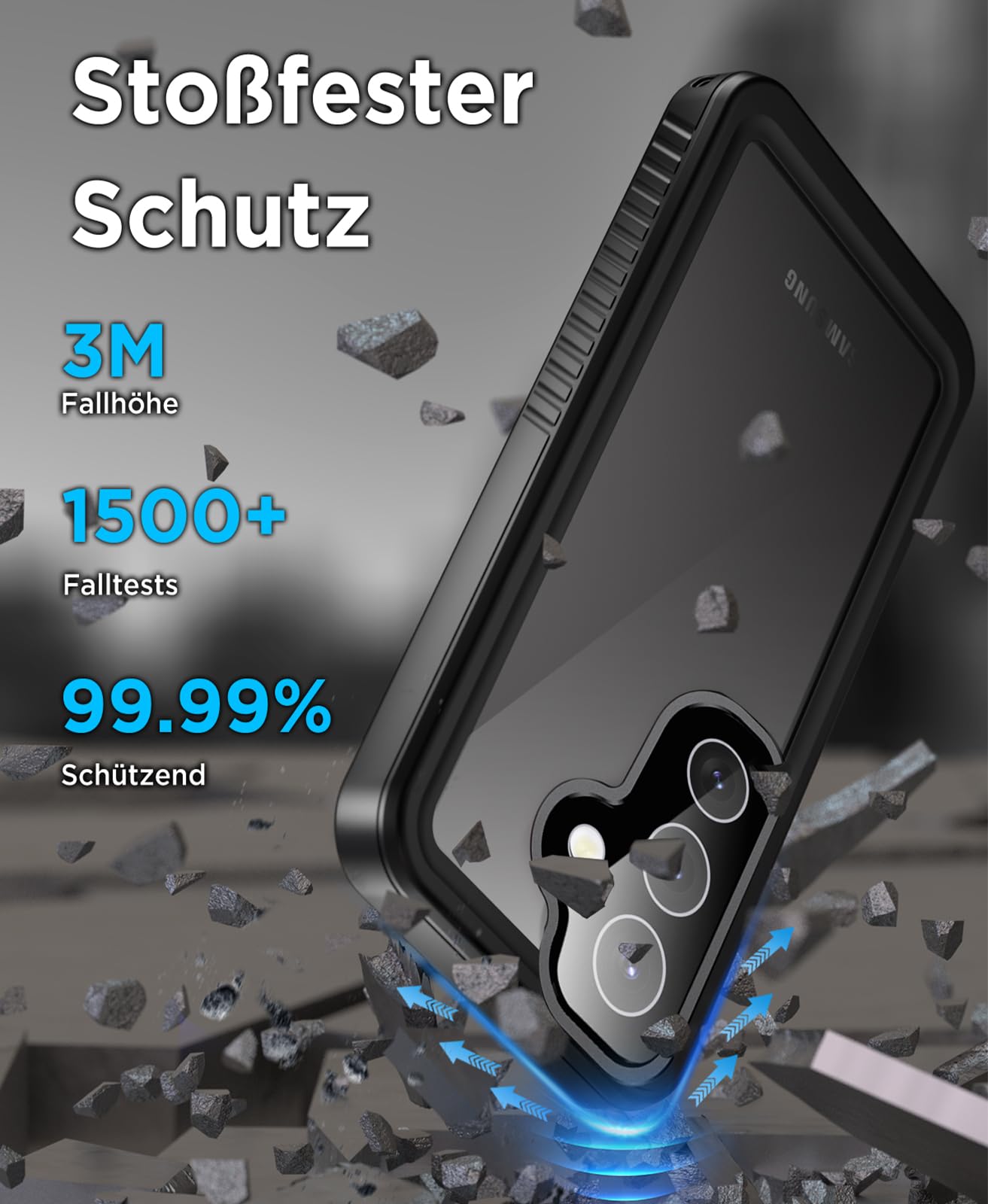 Beeasy für Samsung Galaxy S25 Hülle Wasserdicht, IP68 Wasserfest Outdoor Handyhülle 360 Grad Schutzhülle, S25 Panzerhülle Stoßfest Staubdicht Full Case mit Displayschutz, Schwarz