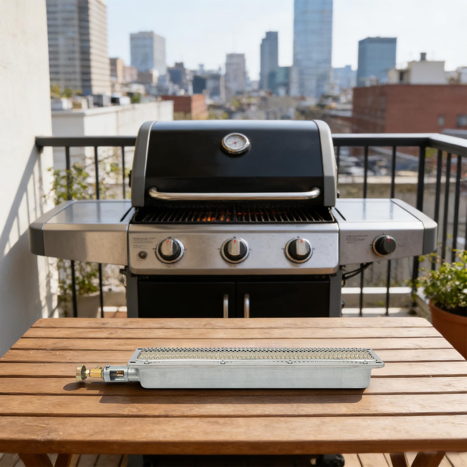 Quemador de infrarrojos para barbacoa, 50 x 8 x 5,8 cm, quemador lateral por infrarrojos para barbacoa de gas, quemador de gas, elemento calefactor para restaurantes de carne, comidas, tiendas