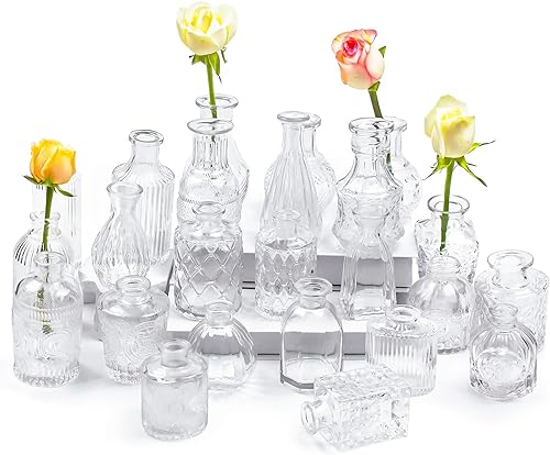 Jarrones Bud a granel 24, juego de jarrones transparentes a granel, centros de mesa de boda para mesas, jarrones pequeños para flores, jarrones
