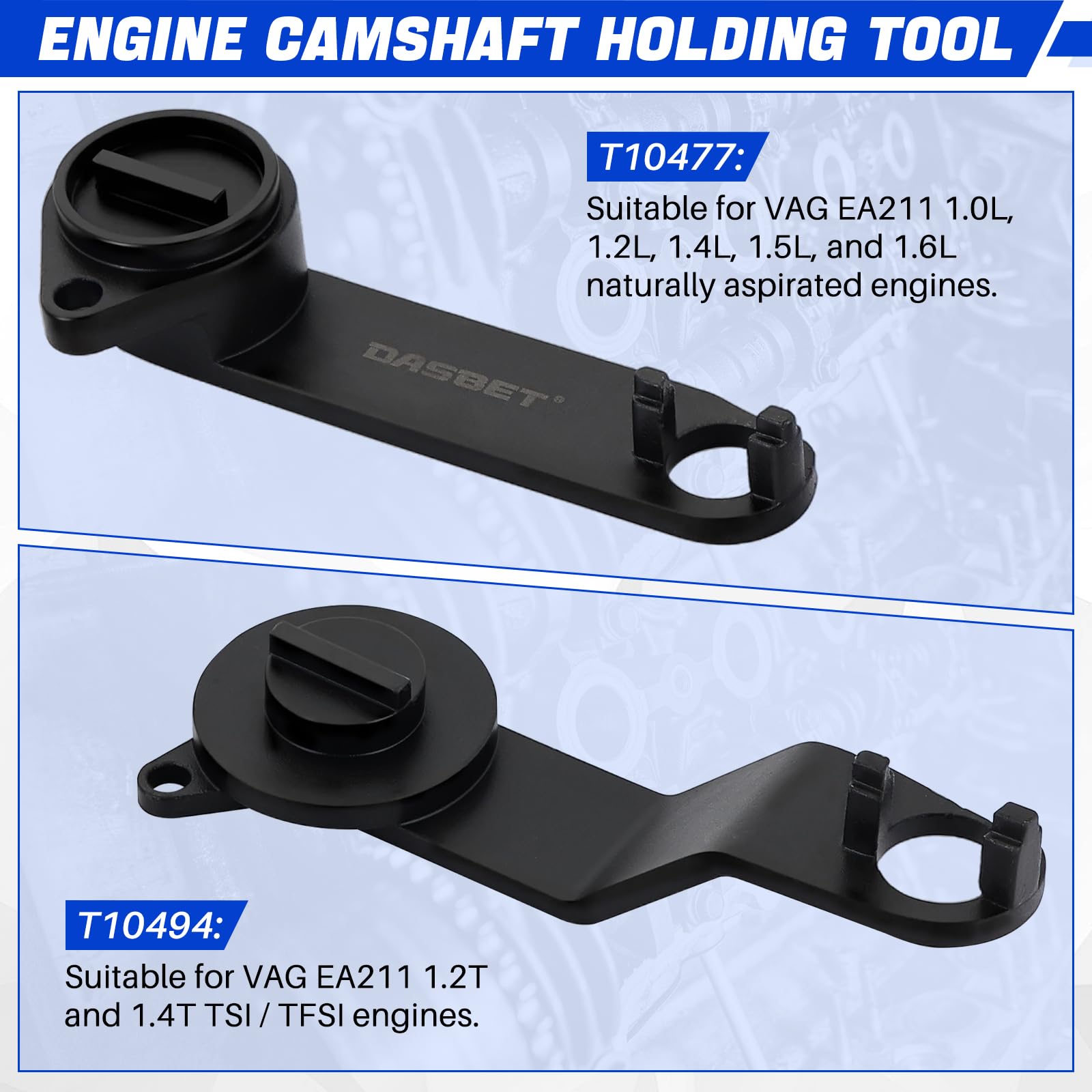 DASBET Set di attrezzi per albero a camme del motore, kit di 6 attrezzi per cinghia dentata, albero a camme e albero motore, set di strumenti di ricambio per VAG EA211 1.0L 1.2L 1.4L 1.6L FSI TSI TFSI