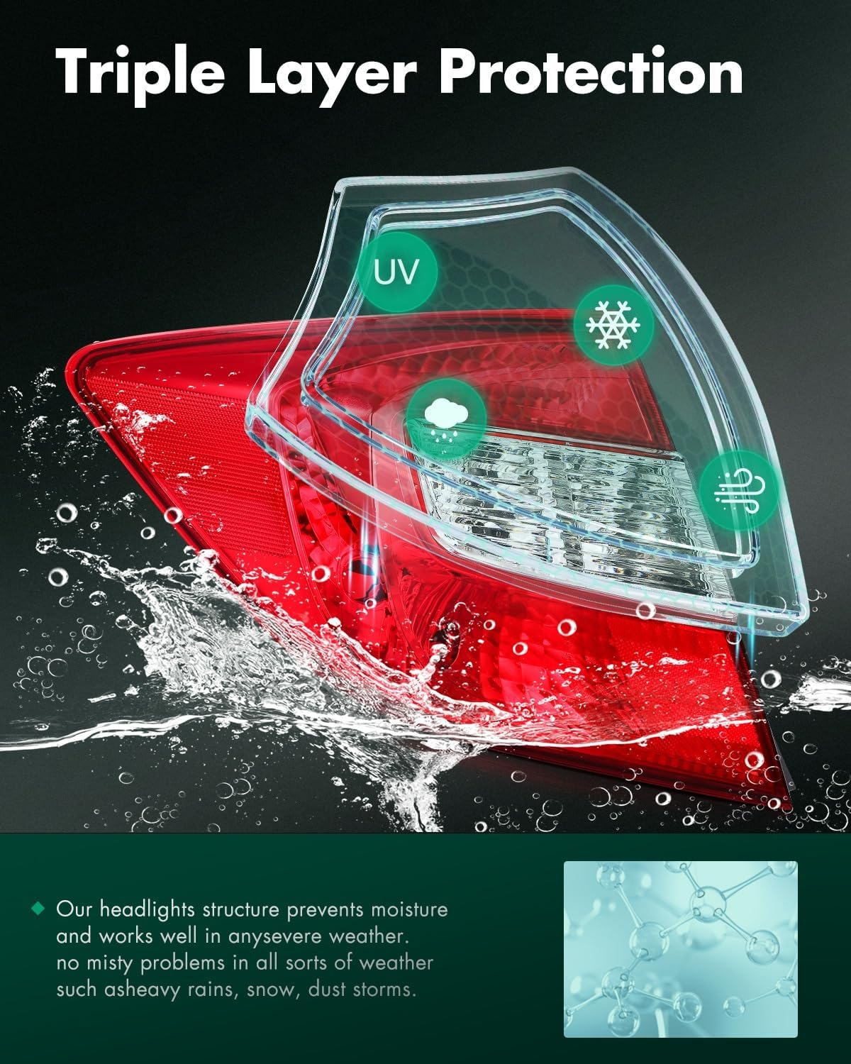 SCITOO Pair Taillight Assembly Fit 2012-2013 for Honda Civic Headlights Red Clear Lens Chrome Housing, 33500TR0A01/HO2801180 (Bulbs Not Included)