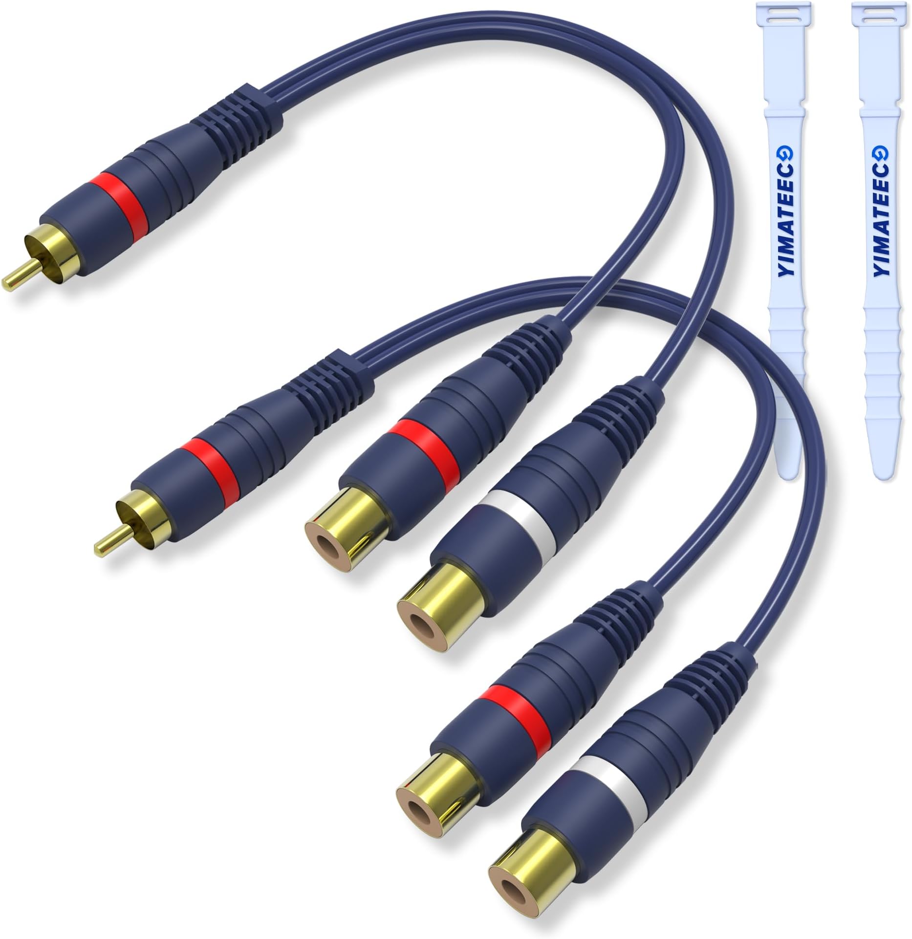 RCA Splitter 15cm RCA Y Cable 1 Male to 2 Female Y Adapter Extension Cables AV Audio Cord Gold Plated Adapter Turntable Connectors for Subwoofer, Speaker, AMP, Home Theater(2Pcs, 1 to 2)
