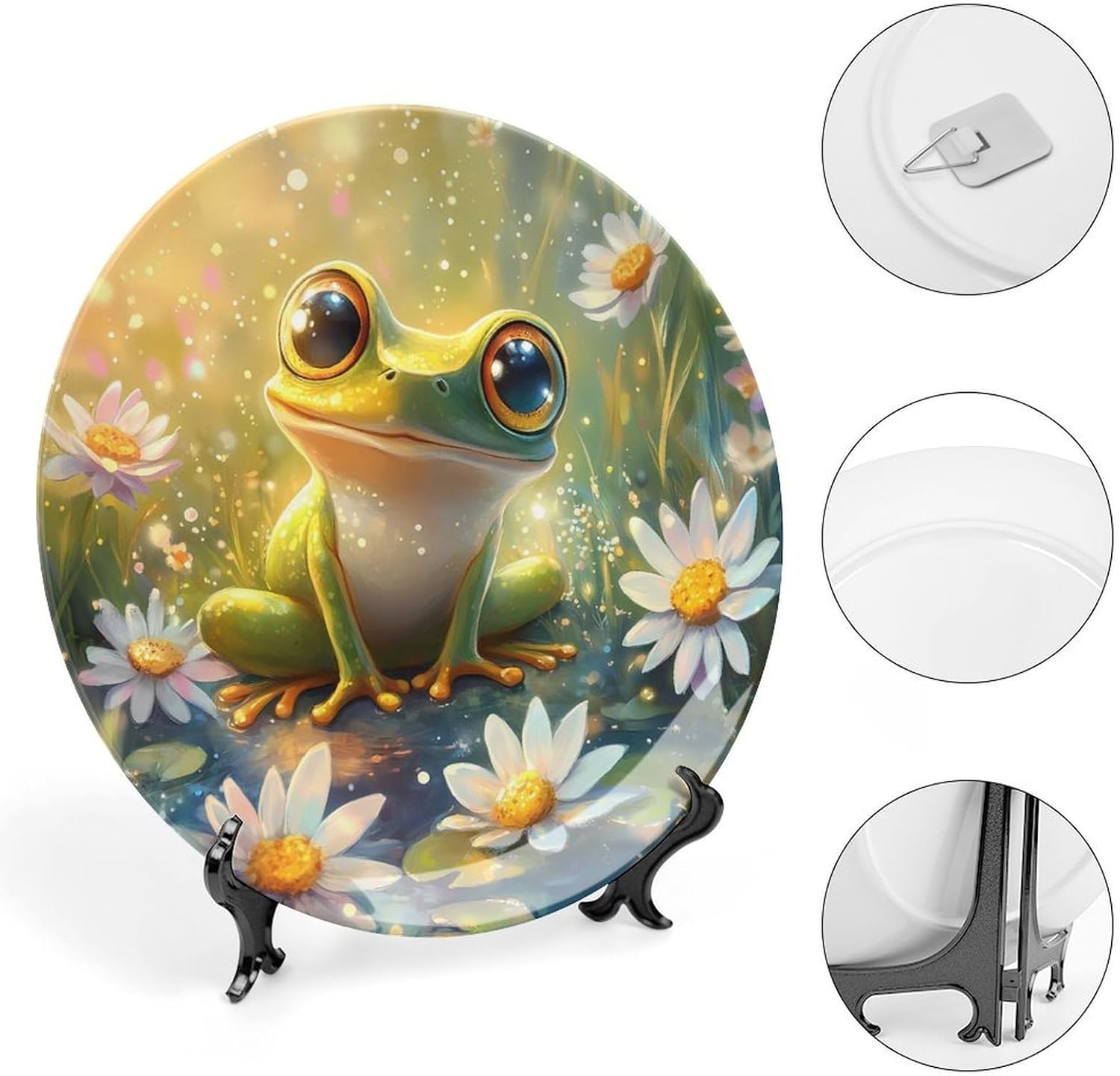Frog Flower Decorative Plate Tray Decor Trinket Dish Bone China Dinner Plates for Home Office Kitchen