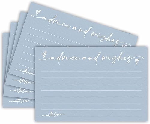 30 tarjetas de consejos y deseos azul minimalista Tarjetas de consejos rellenables de doble cara para novia, boda, fiesta de graduación, señor y
