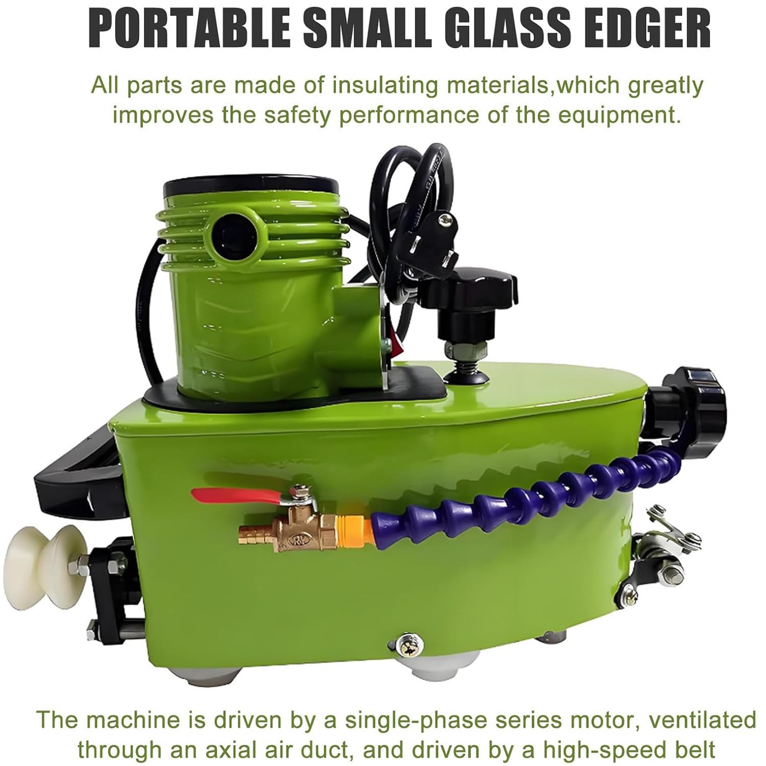 Qiang Molatrice Elettrica per Bordi in Vetro 800 W,Molatrice per Bordi in Vetro Bisellati E Dritti 8000 Giri/Min,Molatrice per Lucidatura Bordi in Vetro,con 8 Mole Diamantate Green Allsizes